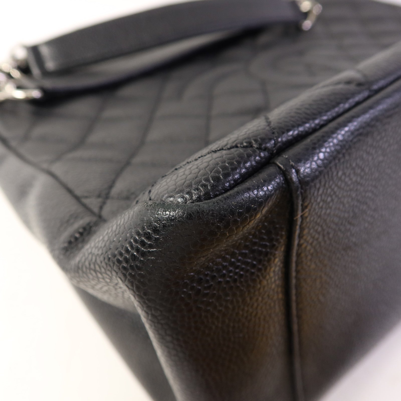 CHANEL 牛皮皮革GST Grand Shopping Tote Bag銀扣鏈帶肩背袋