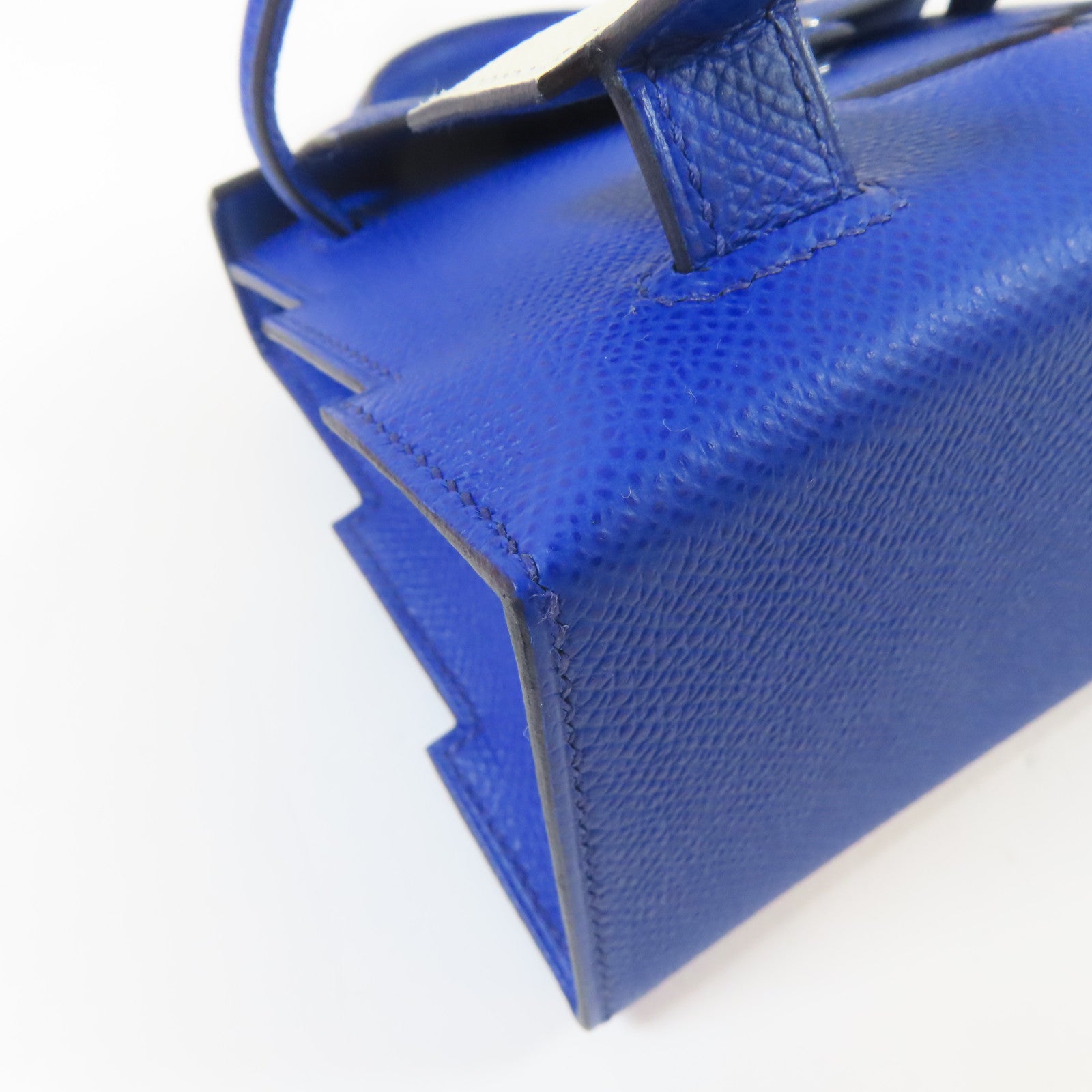 HERMES Epsom皮革Kelly Doll 2 Way Bag銀扣手挽肩背兩用袋Bleu Royal/藍色