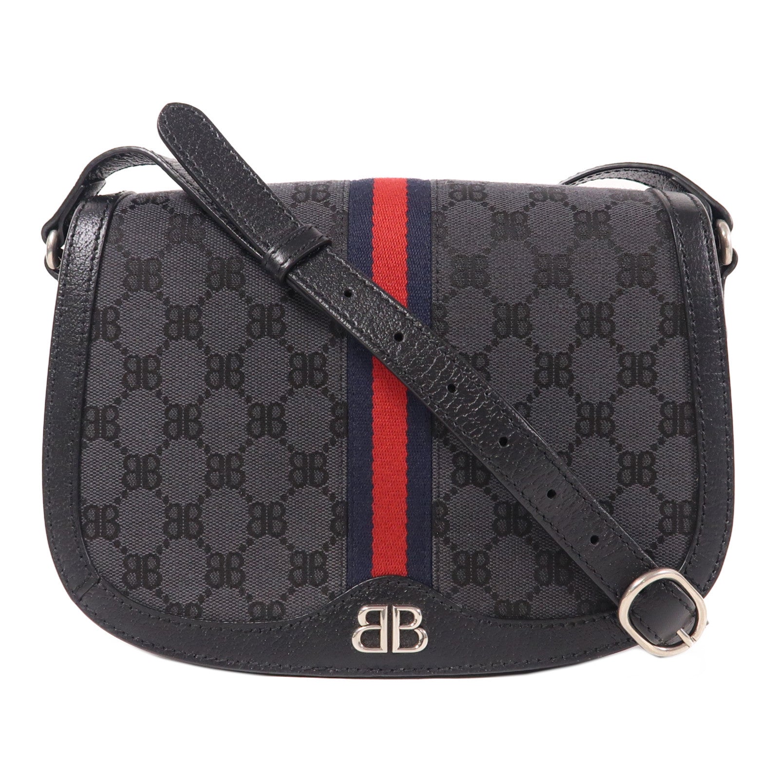 BALENCIAGA SHW The Hacker Project Shoulder Bag 680121 1000R Canvas Black