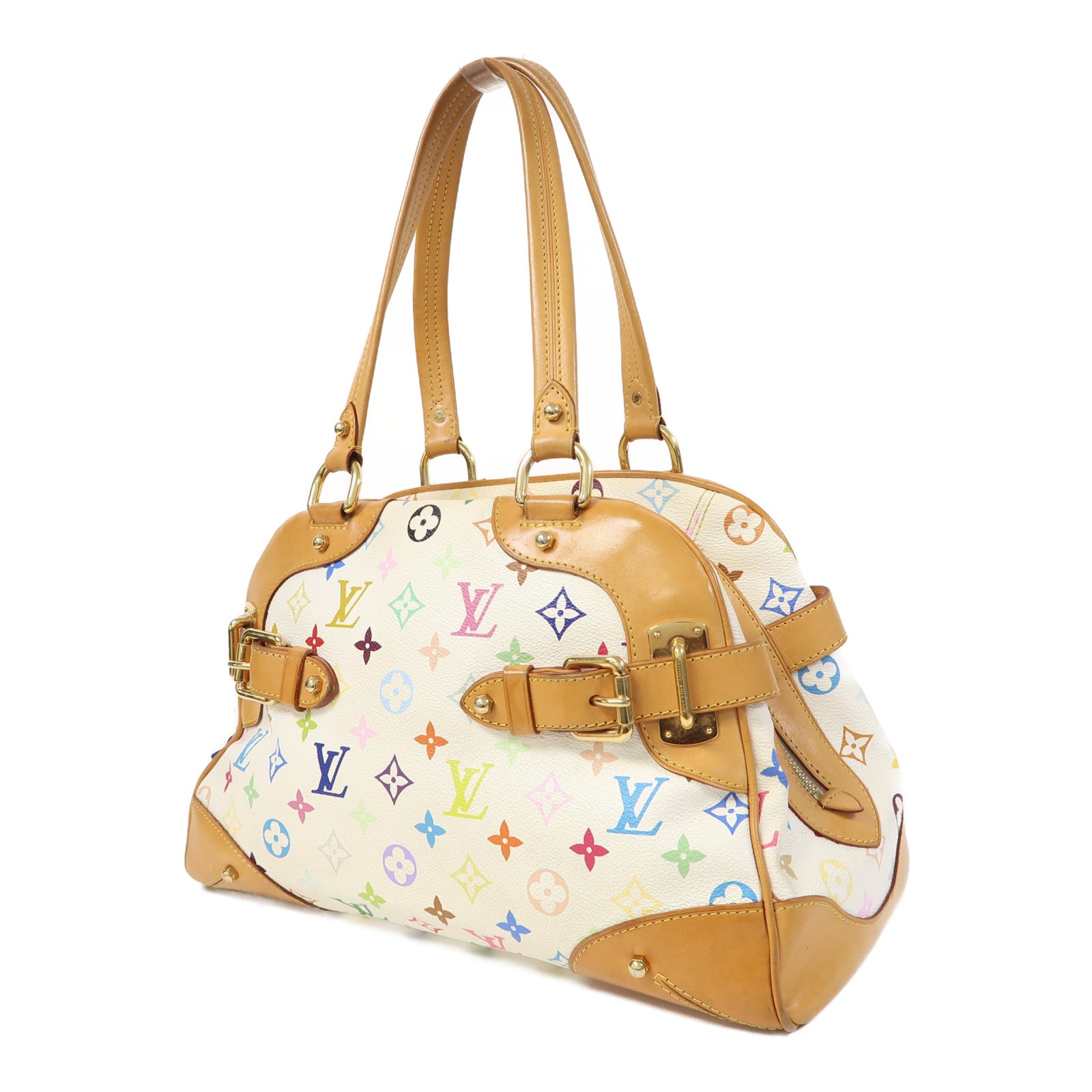 LOUIS VUITTON 【激減優惠】Monogram Multicolore Claudia金扣肩背袋啡色/白色