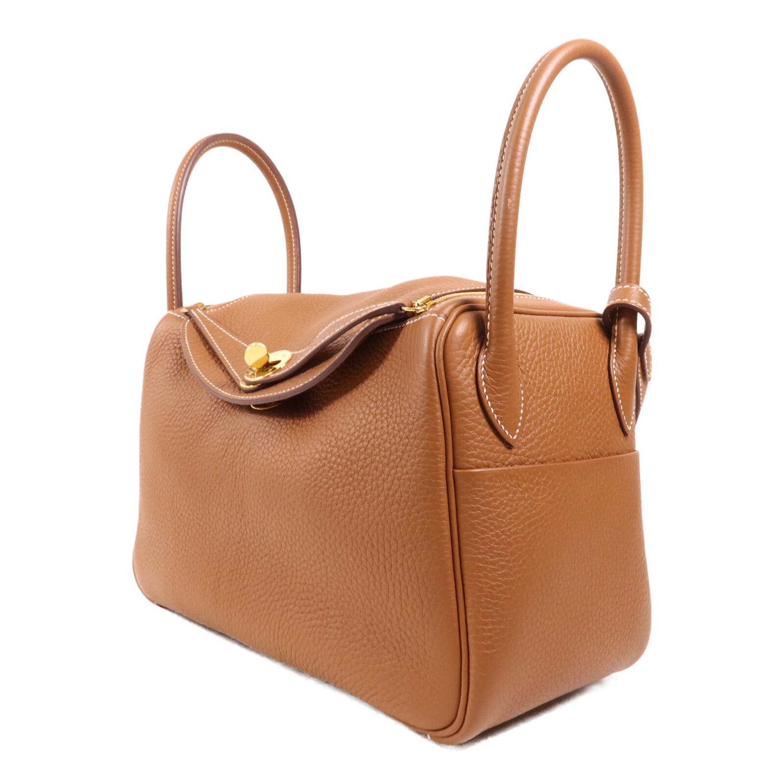HERMES Clemence皮革Lindy 26金扣手挽肩背兩用袋Gold