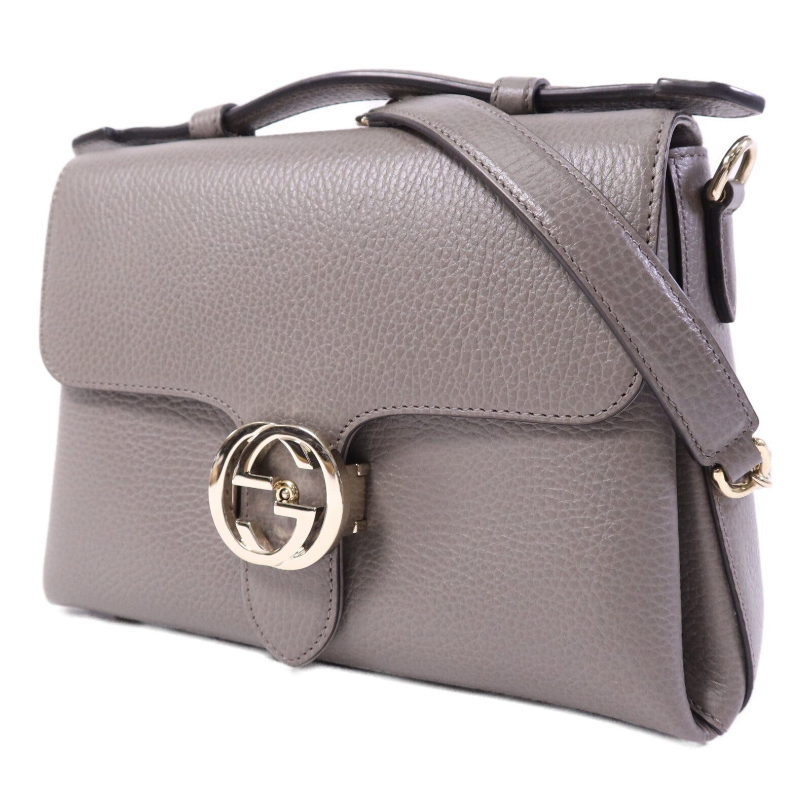 GUCCI 牛皮皮革Interlocking G Chain Bag金扣鏈帶肩背袋