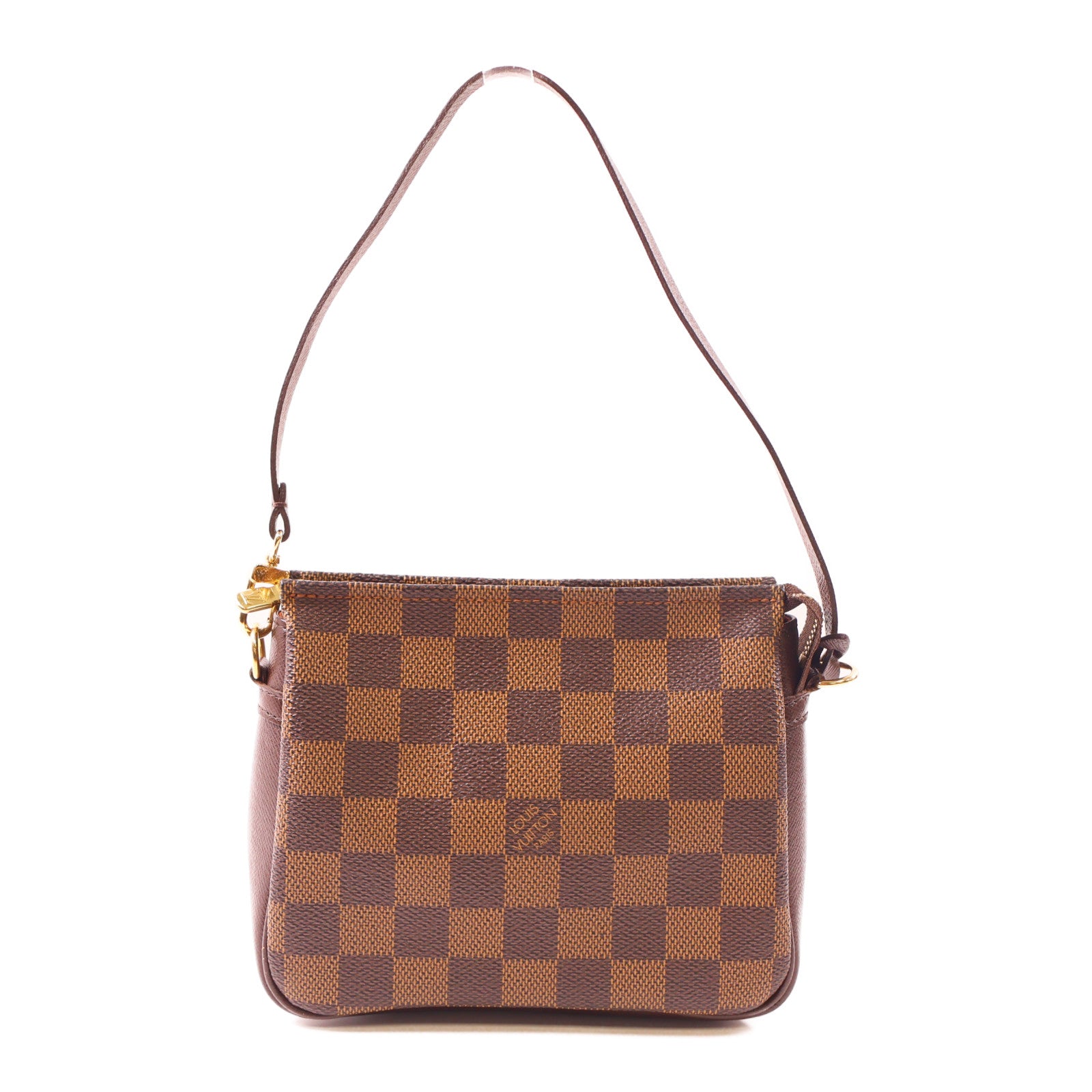 LOUIS VUITTON Damier Trousse Makeup Accessory Pouch金扣手挽袋棕色