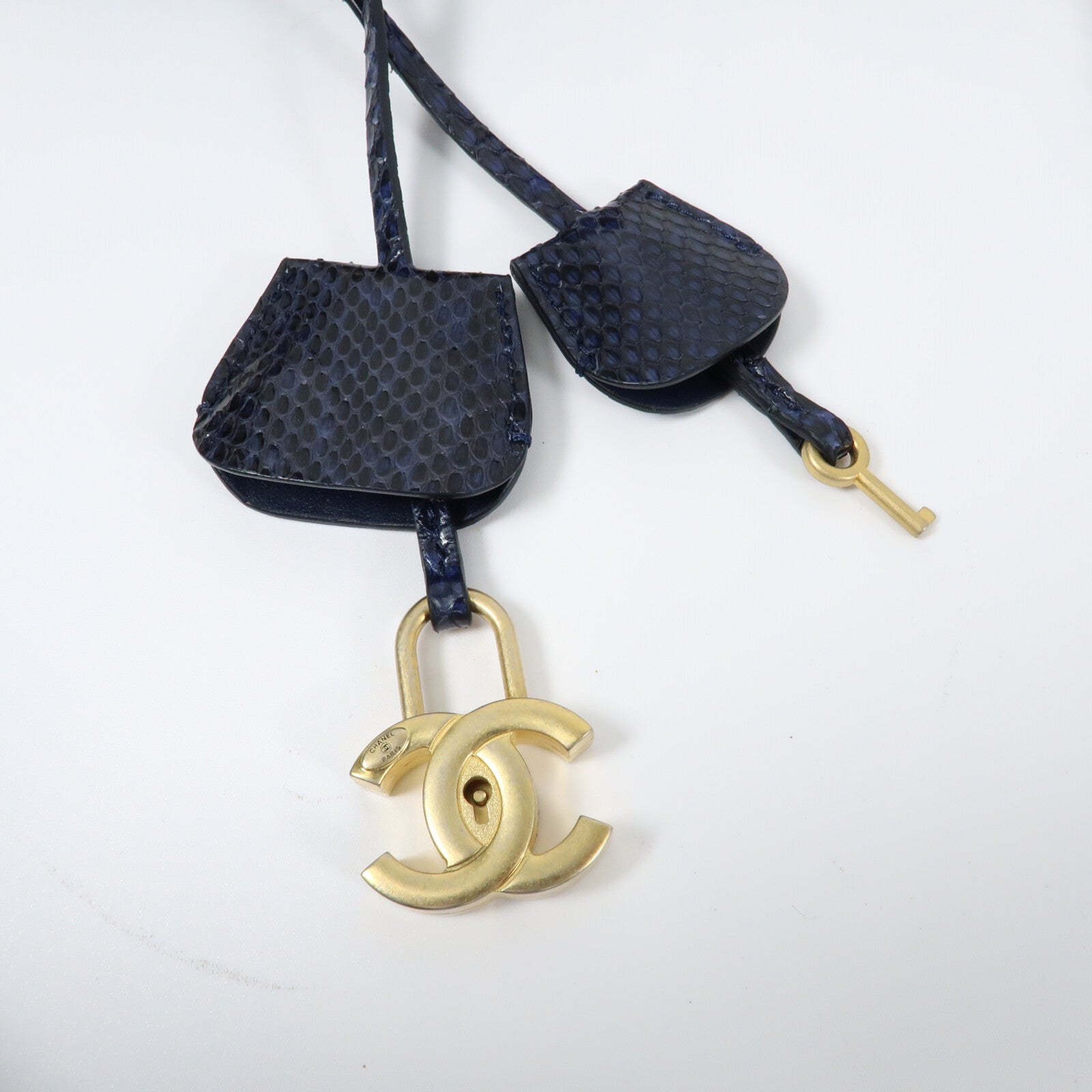CHANEL Tweed/蛇皮皮革Vanity Case 17cm金扣鏈帶手挽肩背兩用袋