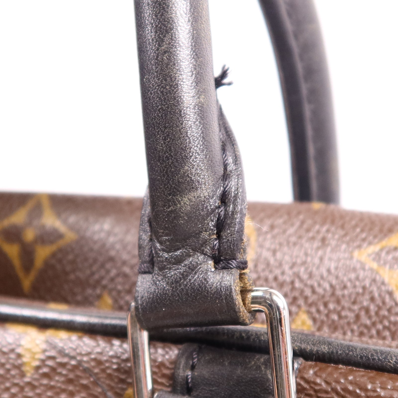 LOUIS VUITTON Monogram Macassar Porte Documents銀扣手挽袋