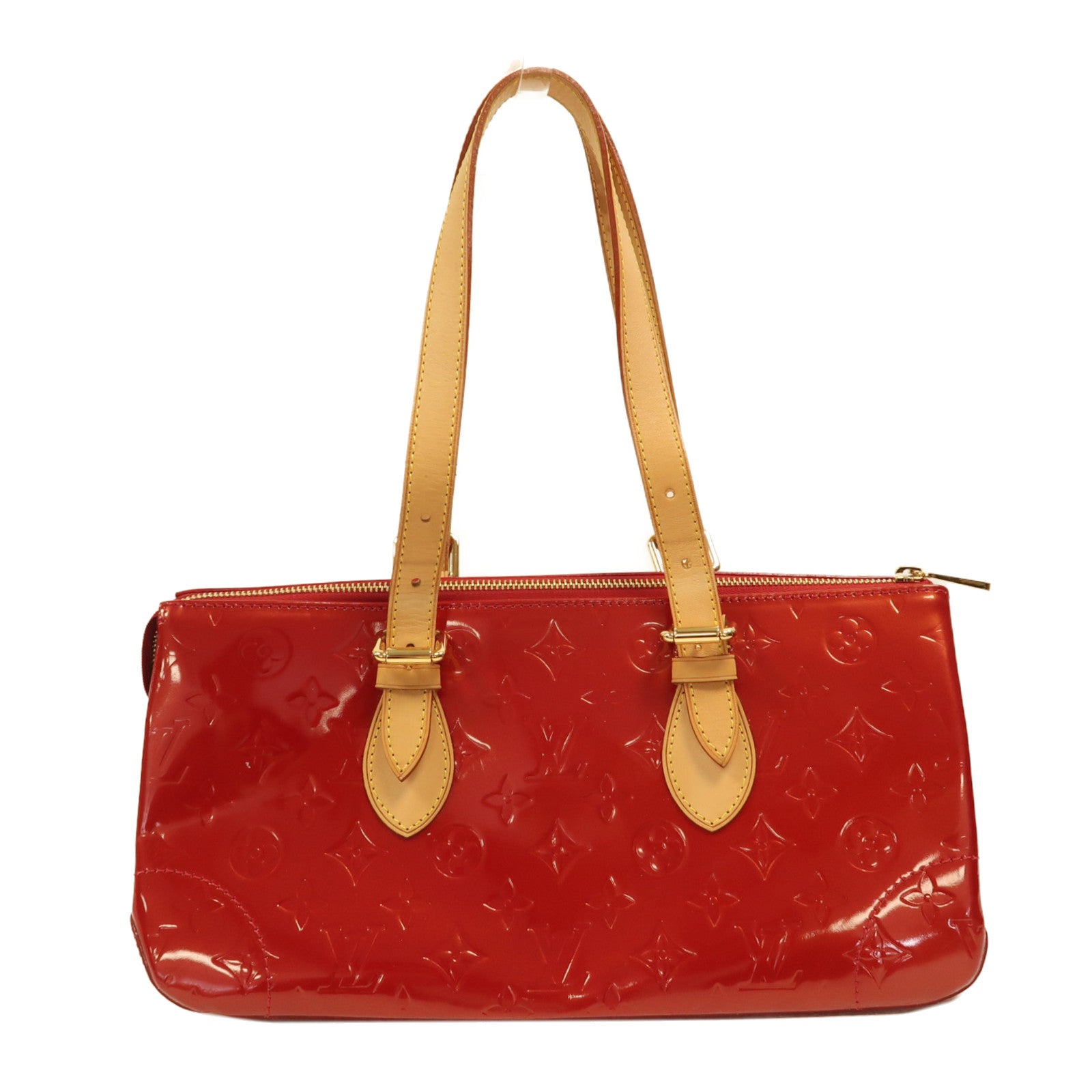 LOUIS VUITTON Monogram Vernis Rosewood Avenne金扣手挽袋紅色