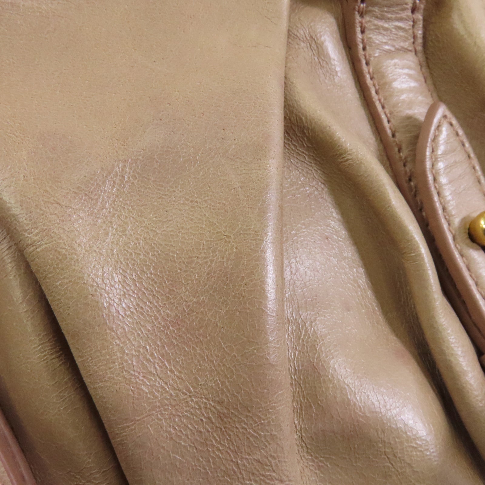 Miu Miu 牛皮皮革Shoulder Bag金扣手挽肩背兩用袋米色