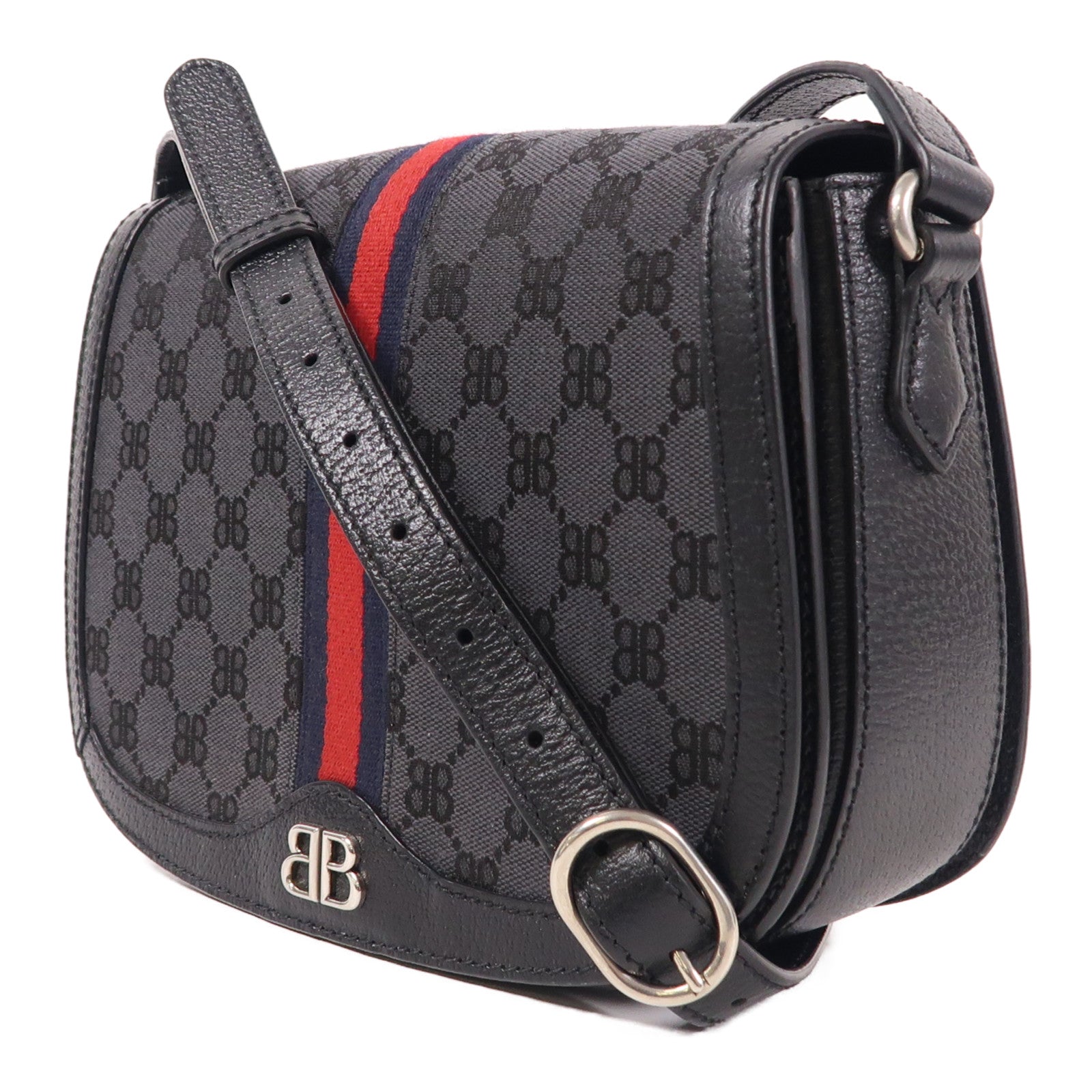 BALENCIAGA SHW The Hacker Project Shoulder Bag 680121 1000R Canvas Black