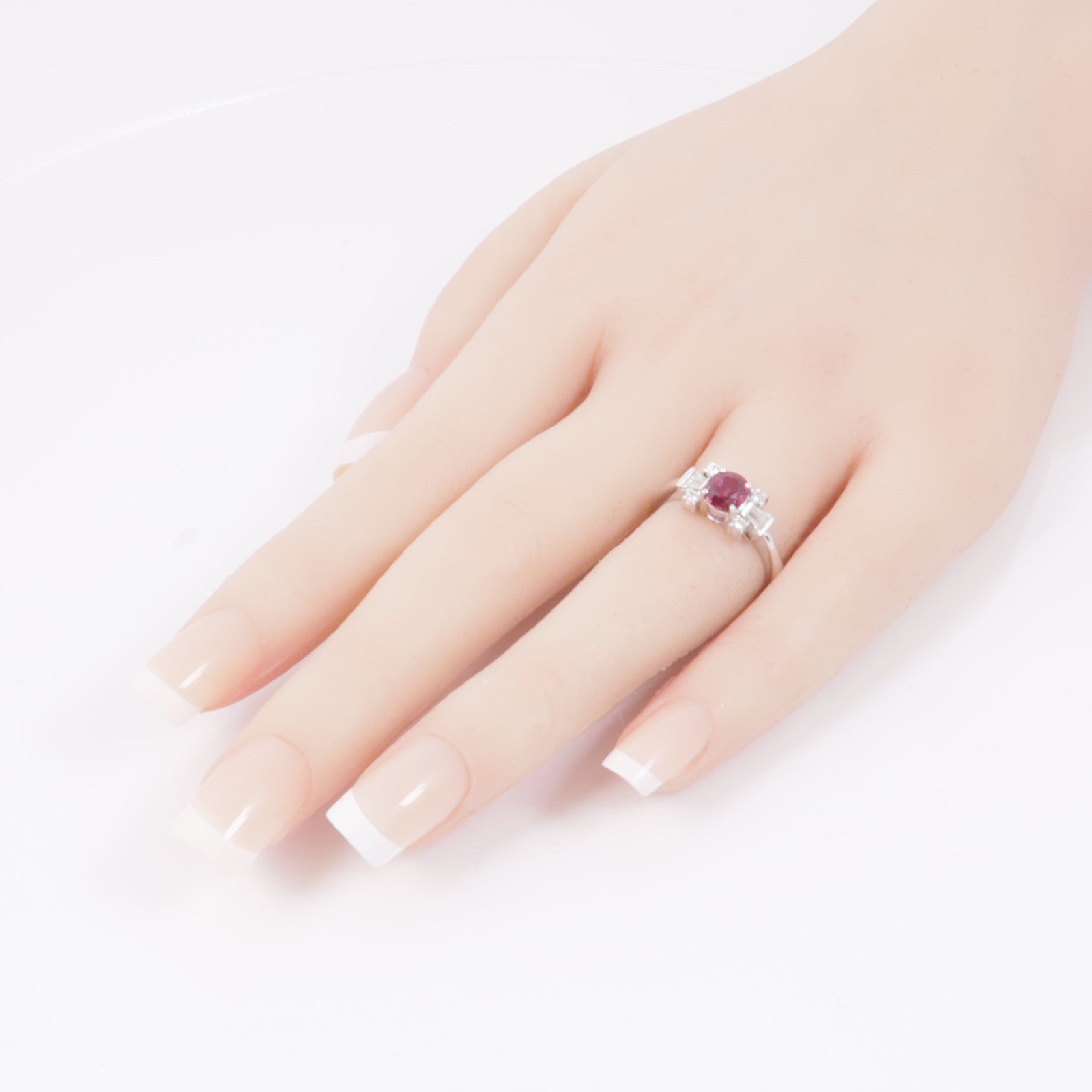 JEWELRY 18K白金Ruby Diamond Ring紅寶石/鑽石戒指US#6.75