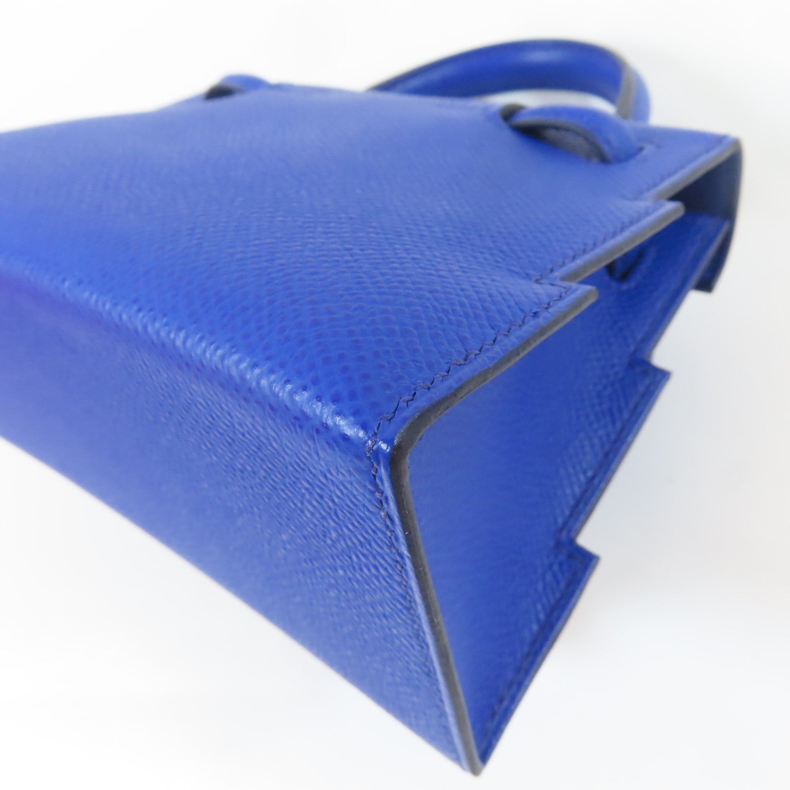 HERMES Epsom皮革Kelly Doll 2 Way Bag銀扣手挽肩背兩用袋Bleu Royal/藍色