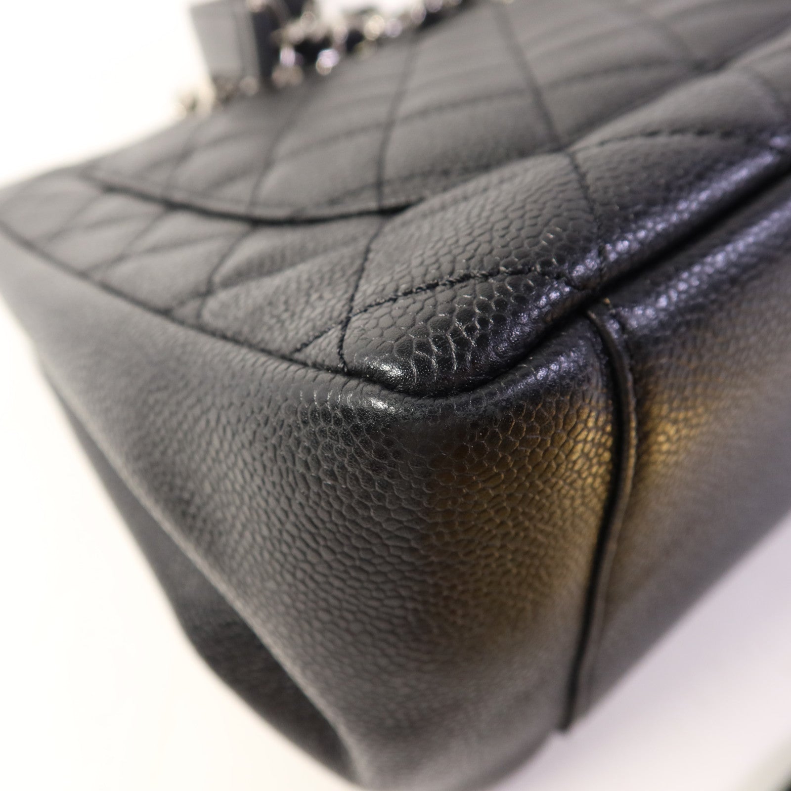 CHANEL 牛皮皮革GST Grand Shopping Tote Bag銀扣鏈帶肩背袋