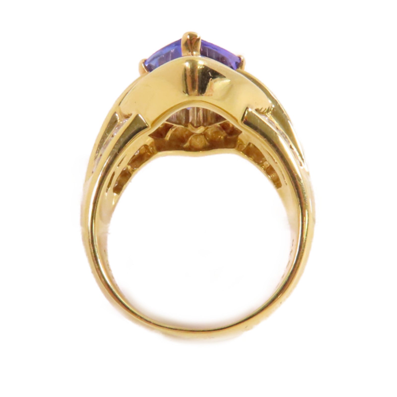 JEWELRY 18K黃金/3.70ct坦桑石/2.64ct鑽石Tanzanite Diamond Ring戒指US#7.5