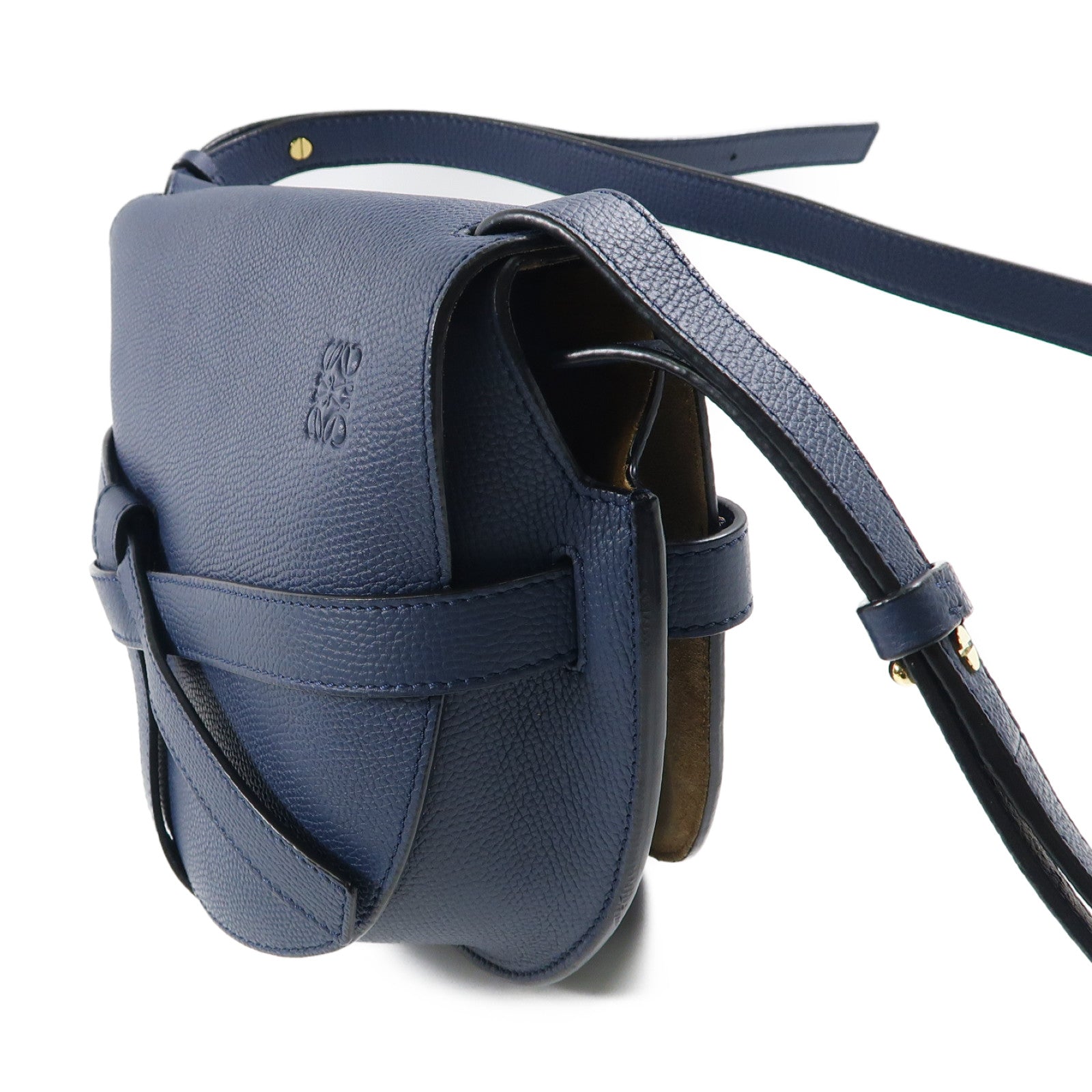 LOEWE 牛皮皮革Gate Bag金扣肩背袋深藍色