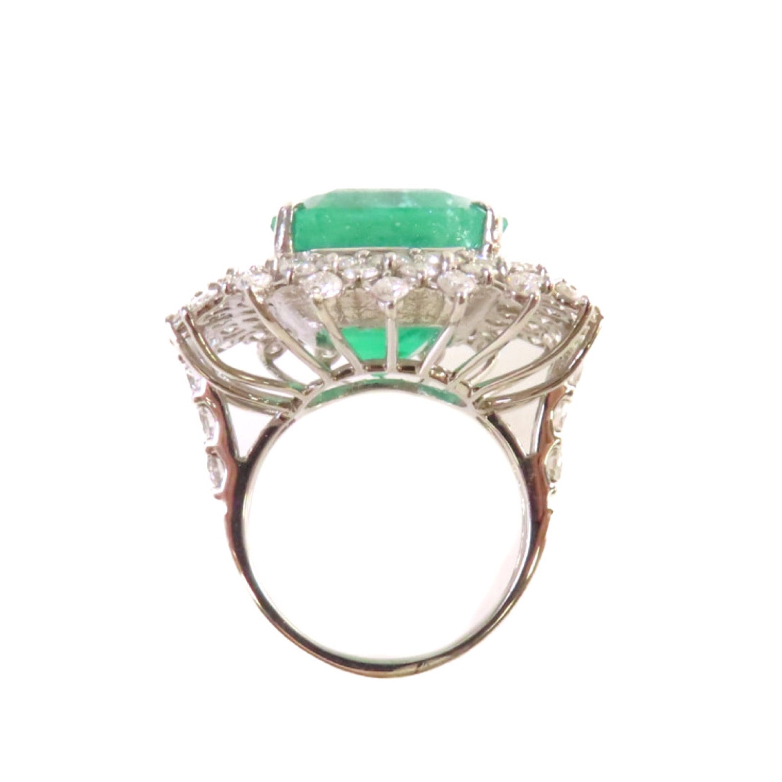 JEWELRY 【激減優惠】PT950鉑金/16.176ct綠寶石/3.94ct鑽石Emerald Ring戒指US#5.75