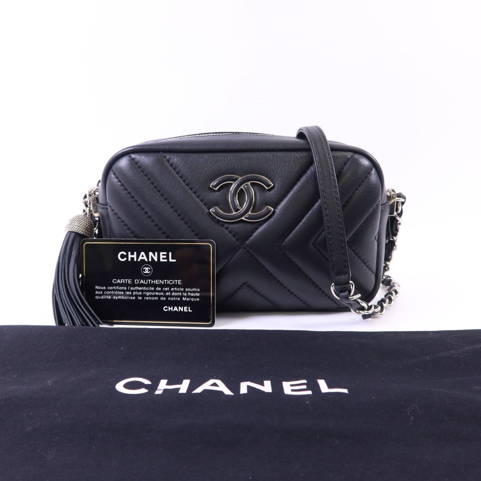 CHANEL 【激減優惠】羊皮皮革Shoulder Bag銀扣鏈帶肩背袋
