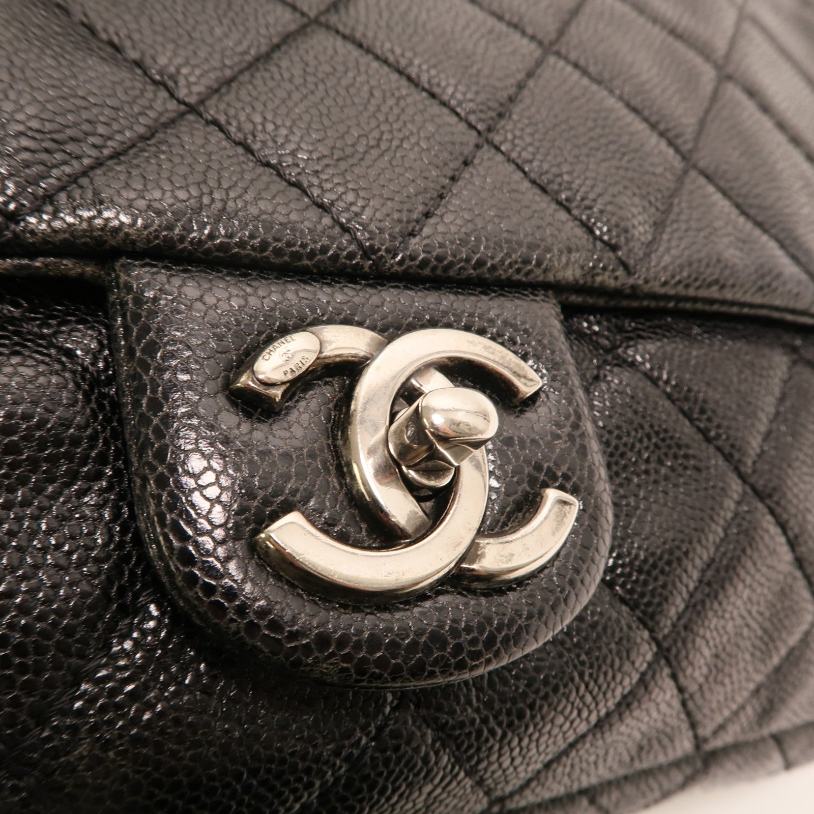 CHANEL 牛皮皮革Chain Shoulder銀扣鏈帶肩背袋