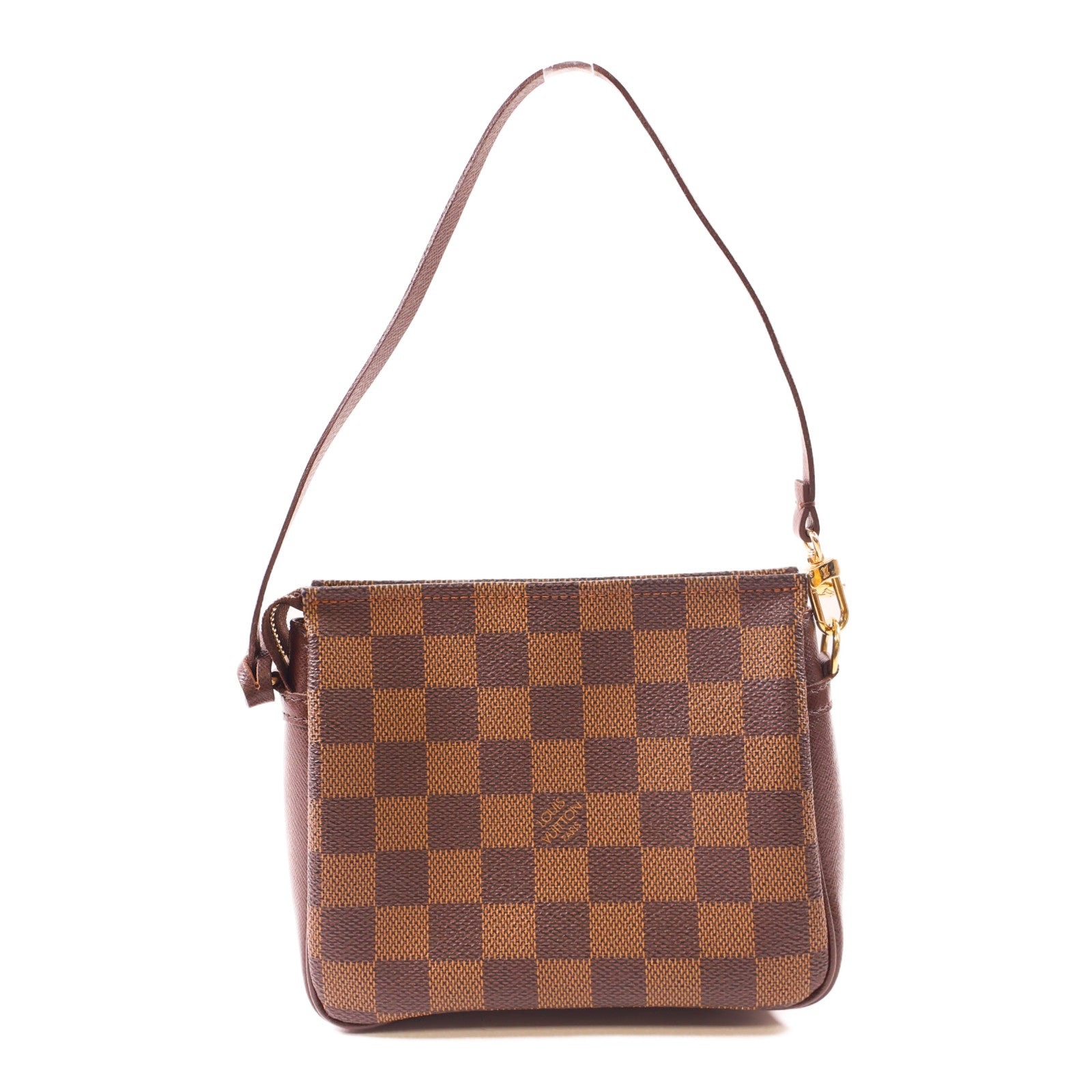 LOUIS VUITTON Damier Trousse Makeup Accessory Pouch金扣手挽袋棕色