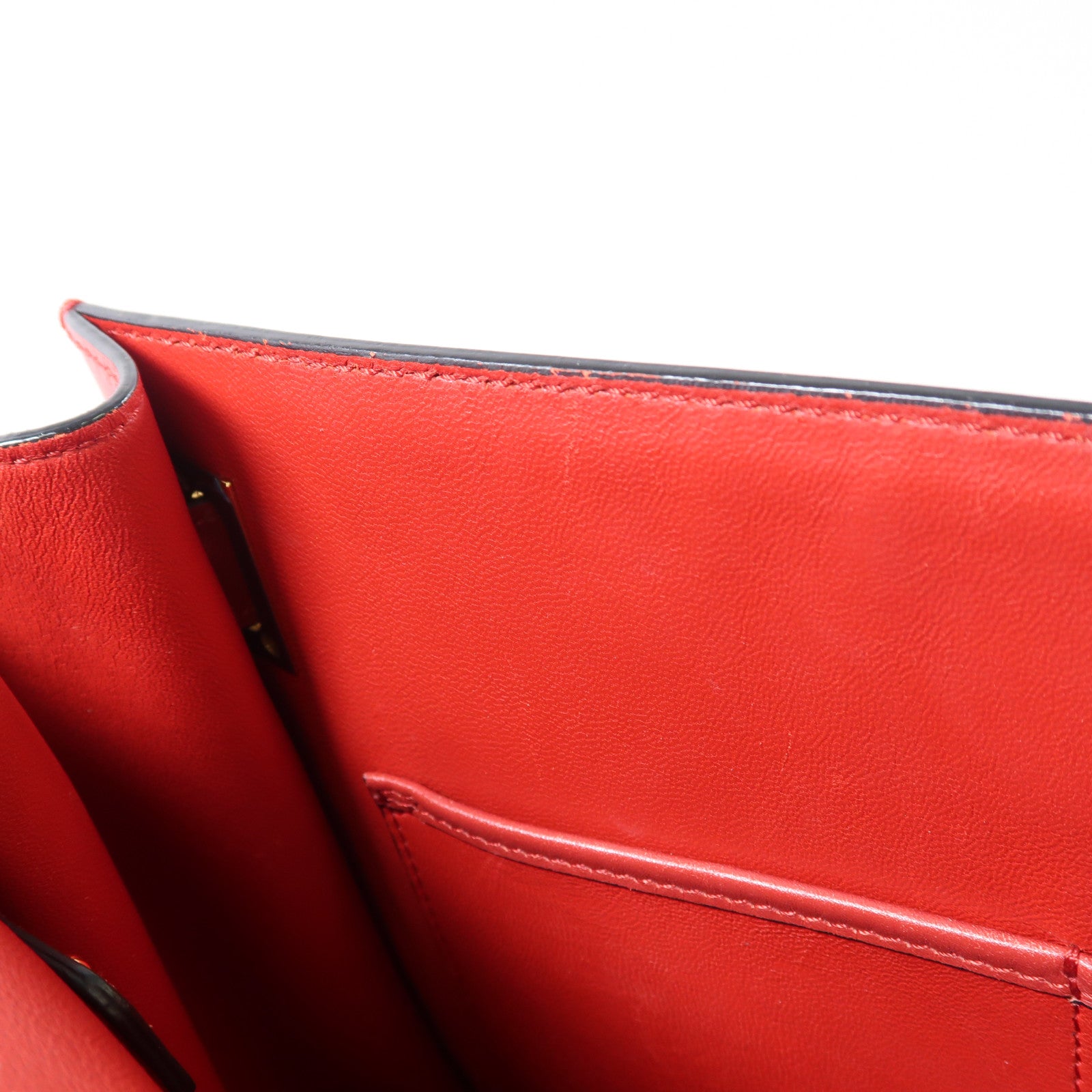 Valentino GHW 2 Way Shoulder Bag Calfskin Leather Red