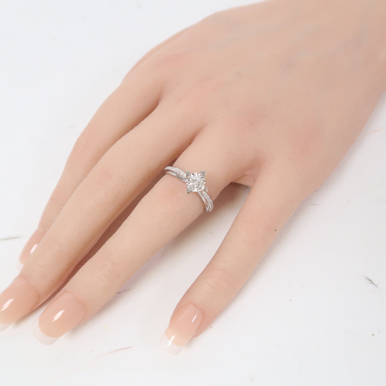 JEWELRY 【激減優惠】18K白金Ring 0.191ct鑽石/0.100ct鑽石戒指US#5.75