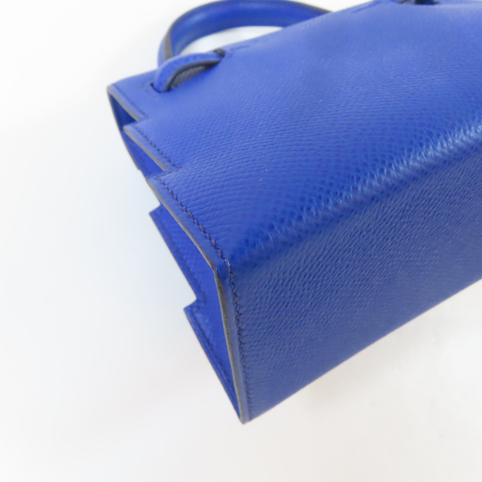 HERMES Epsom皮革Kelly Doll 2 Way Bag銀扣手挽肩背兩用袋Bleu Royal/藍色