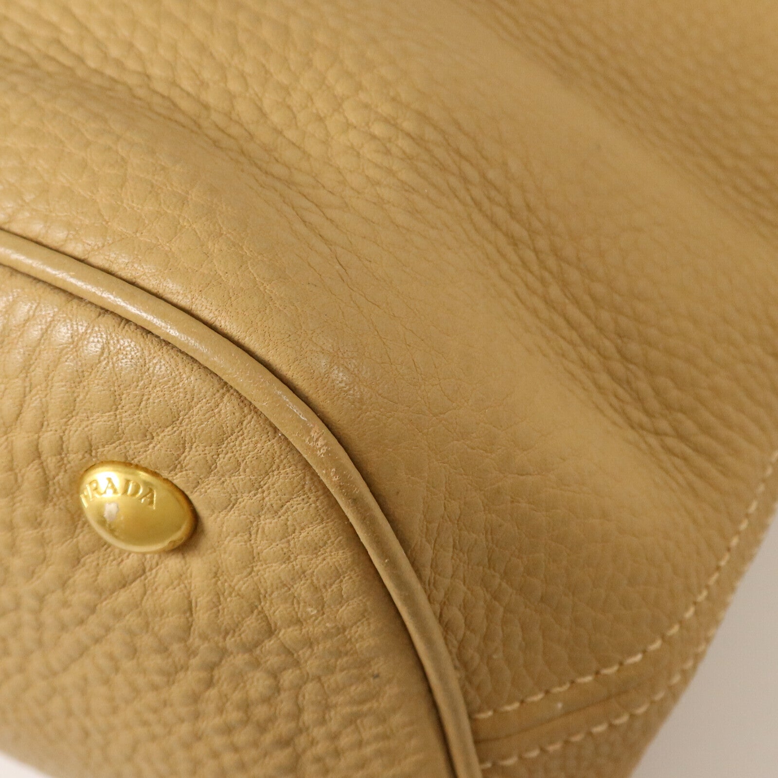 PRADA 牛皮皮革Hobo Bag金扣肩背袋