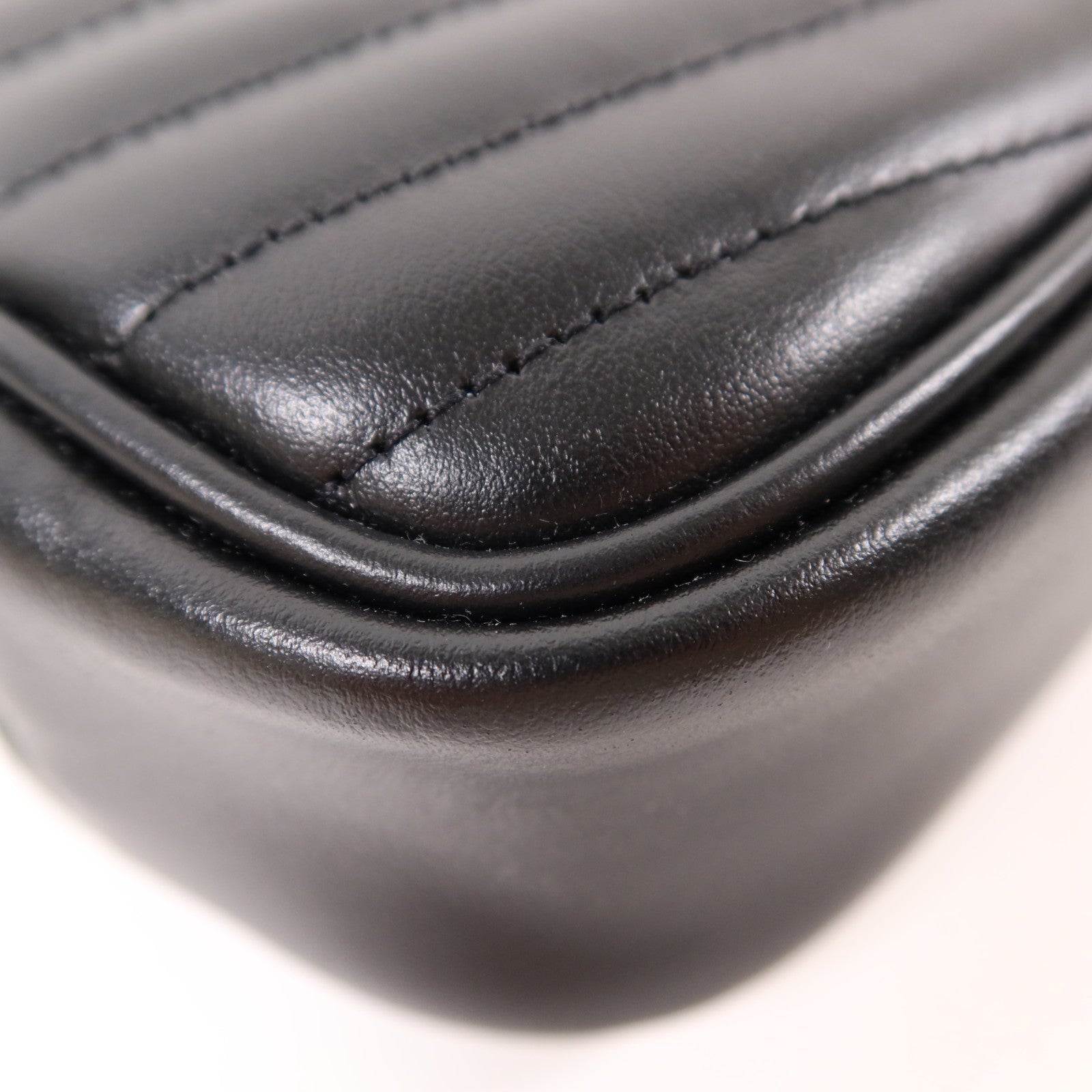 SAINT LAURENT YSL GHW Mini Lou Shoulder Bag Calfskin Leather Black 7006