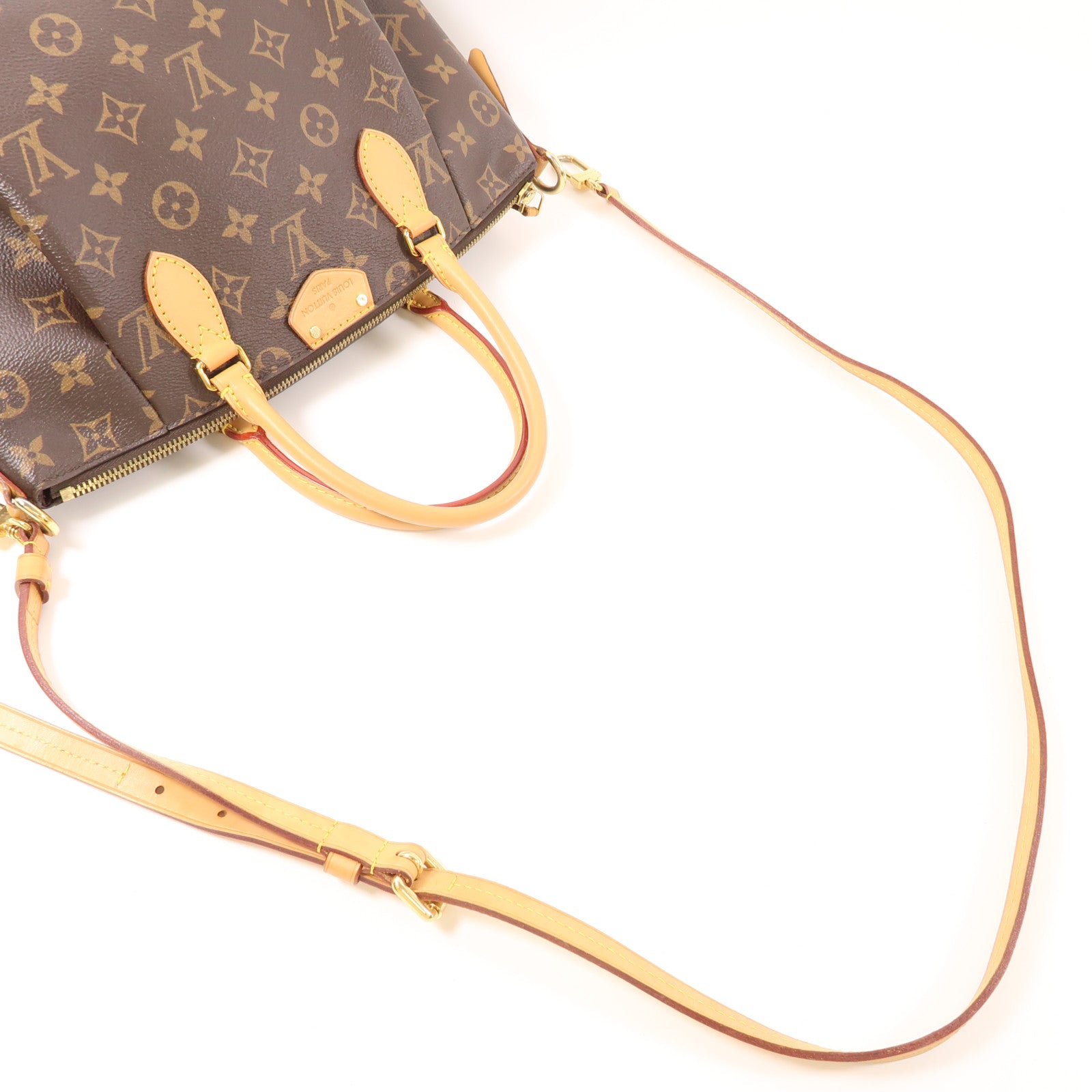 LOUIS VUITTON Monogram Turenne PM金扣手挽肩背兩用袋棕色
