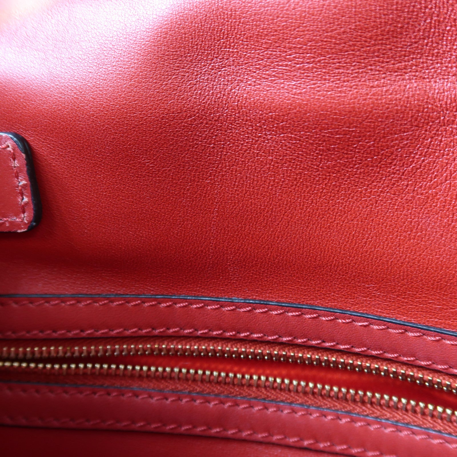 Valentino GHW 2 Way Shoulder Bag Calfskin Leather Red