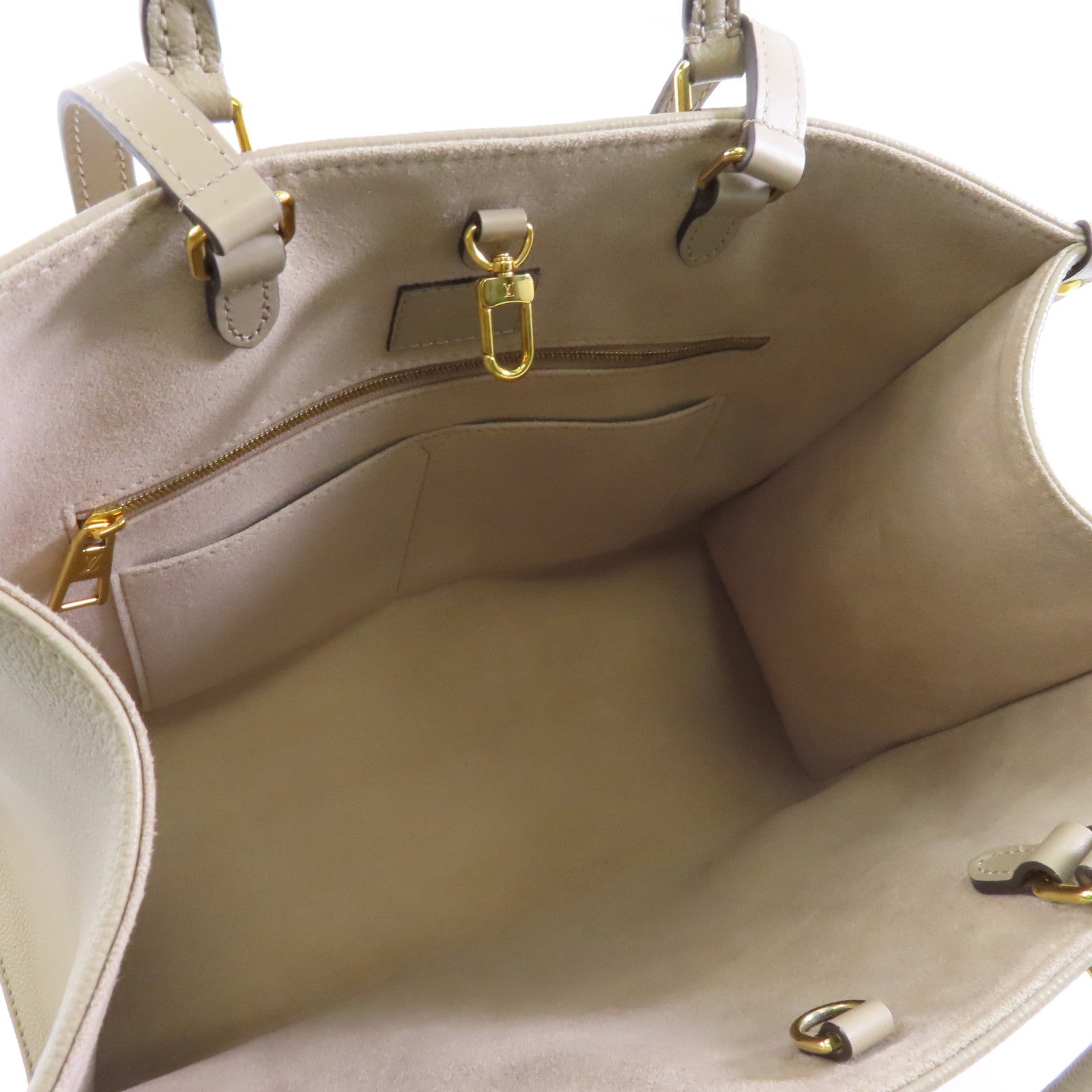 LOUIS VUITTON Monogram Empreinte OnTheGo金扣手挽肩背兩用袋米色