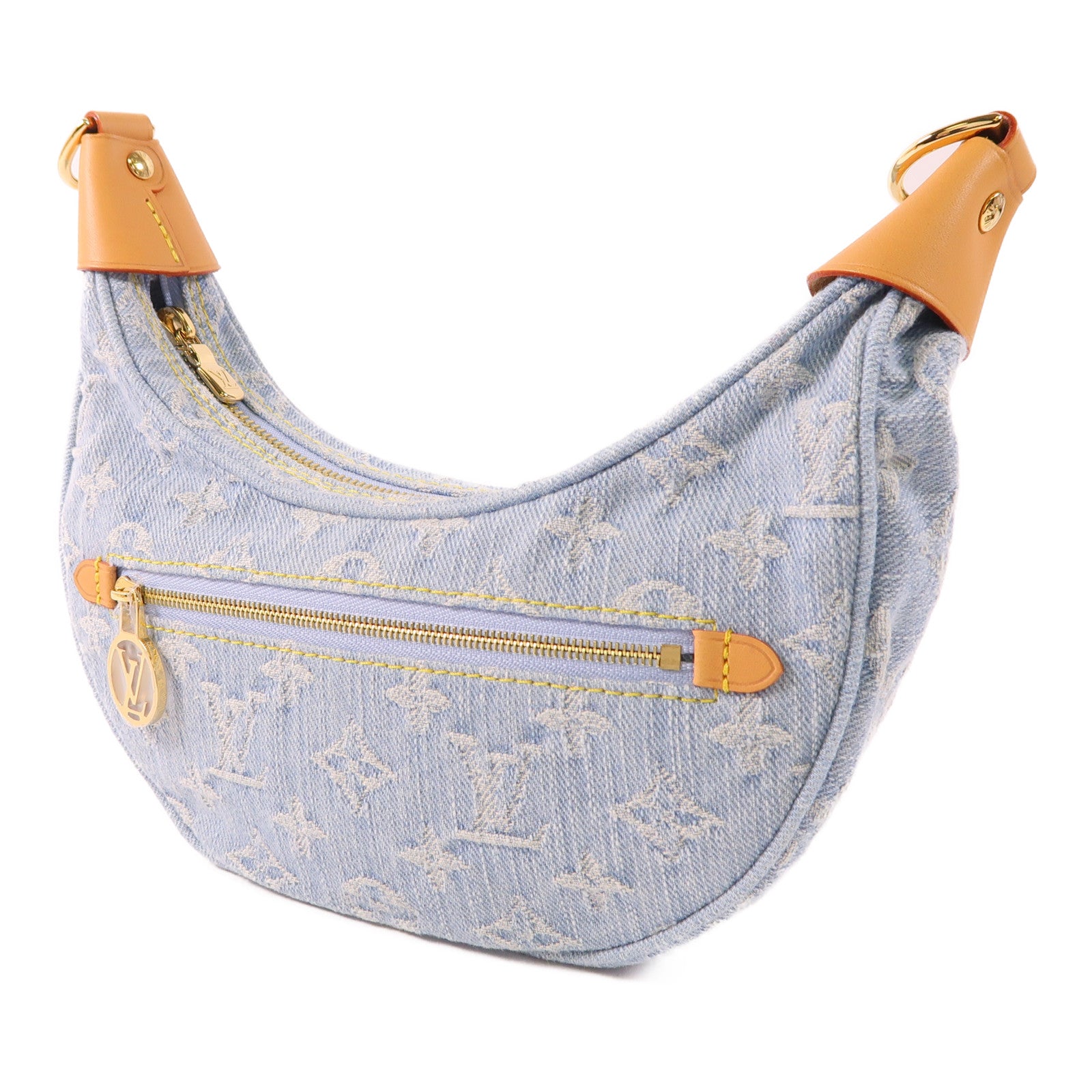 LOUIS VUITTON LV GHW Loop Chain 2 Way Shoulder Bag M24846 Monogram Denim Blue