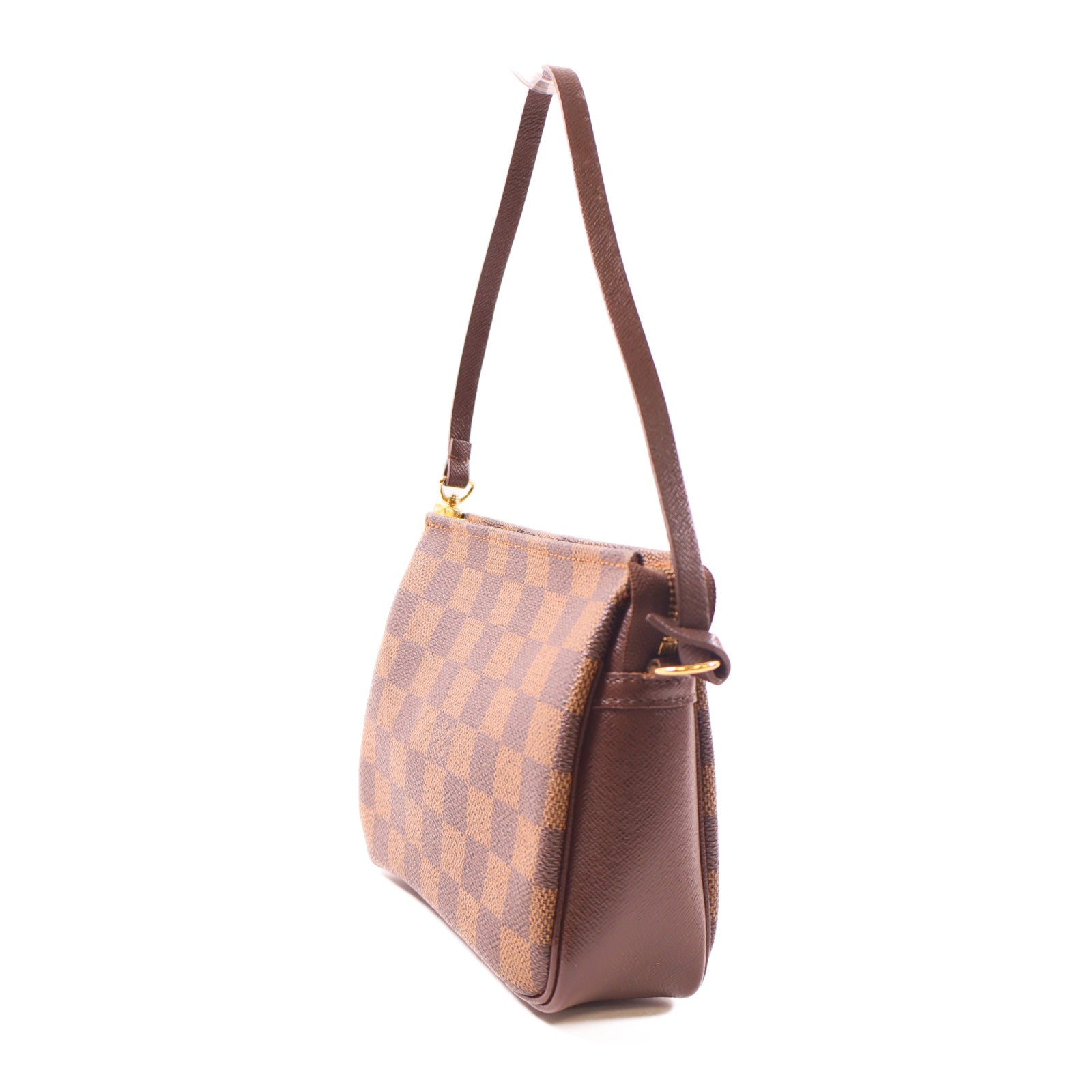 LOUIS VUITTON Damier Trousse Makeup Accessory Pouch金扣手挽袋棕色