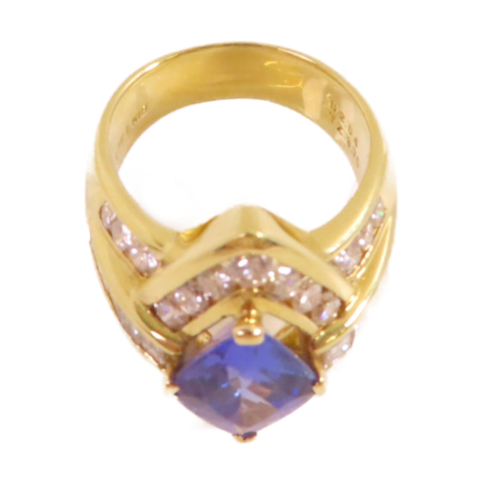 JEWELRY 18K黃金/3.70ct坦桑石/2.64ct鑽石Tanzanite Diamond Ring戒指US#7.5