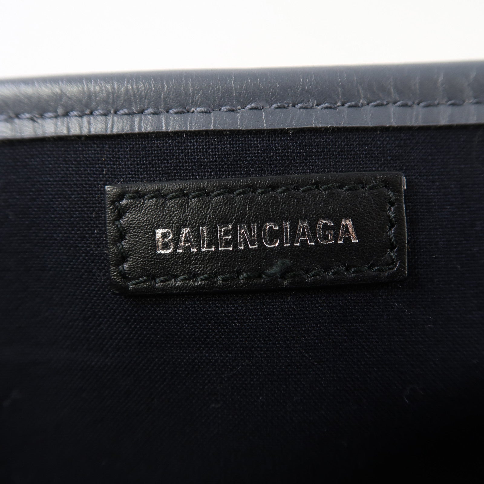 BALENCIAGA 帆布Cabas Tote Bag XS銀扣手挽肩背兩用袋灰色/白色