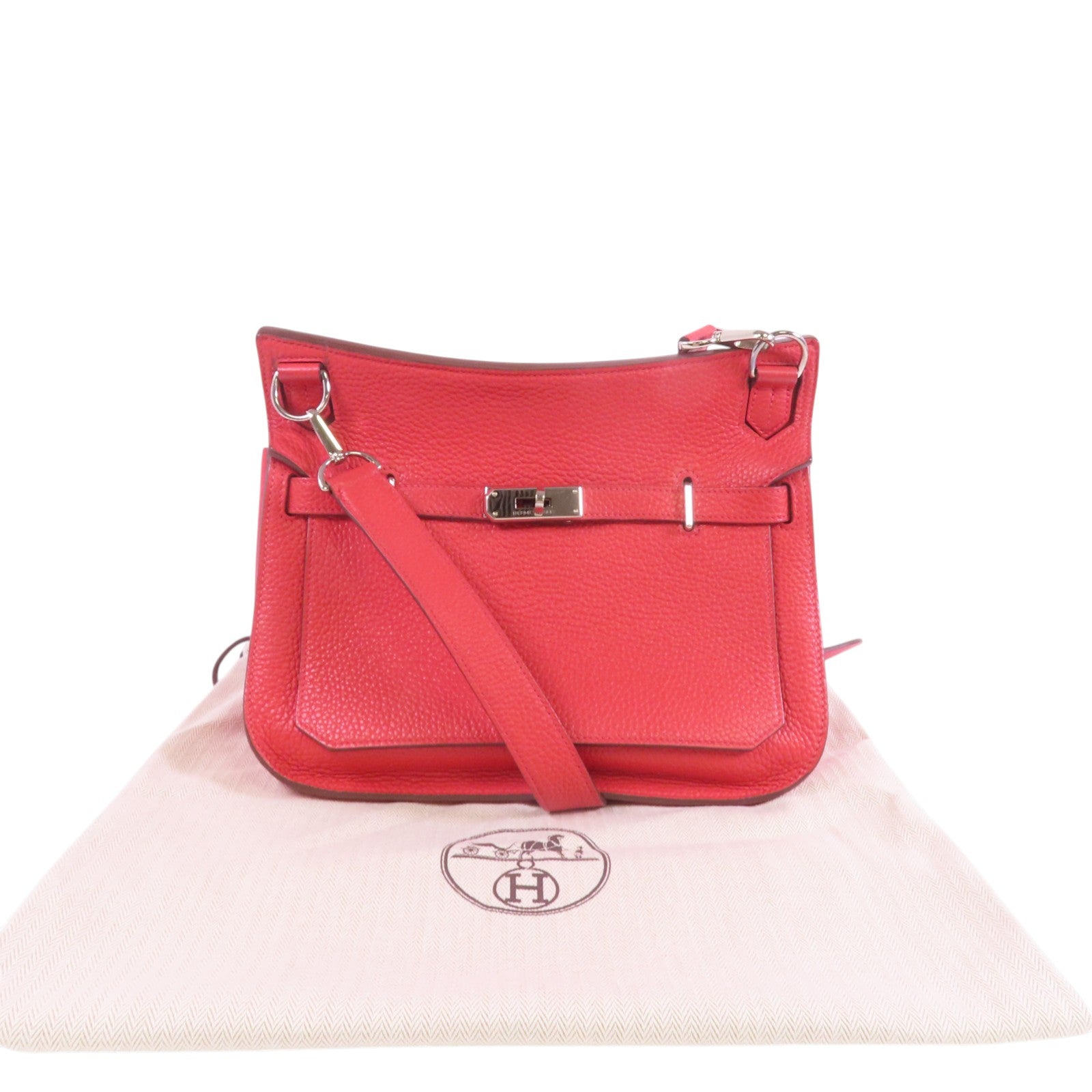 HERMES Clemence皮革Jypsiere 28銀扣肩背袋