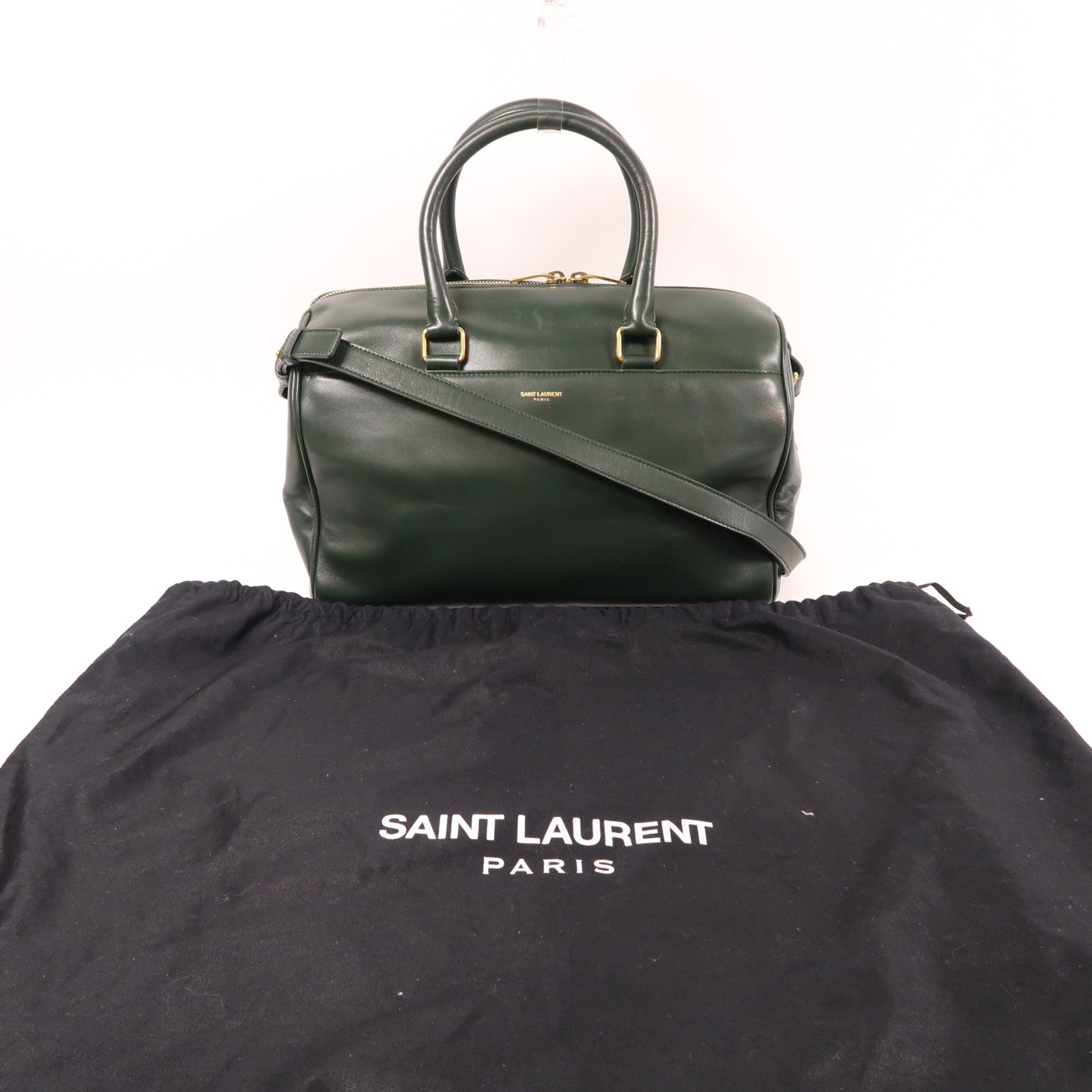 SAINT LAURENT 牛皮皮革Duffle金扣手挽肩背兩用袋綠色