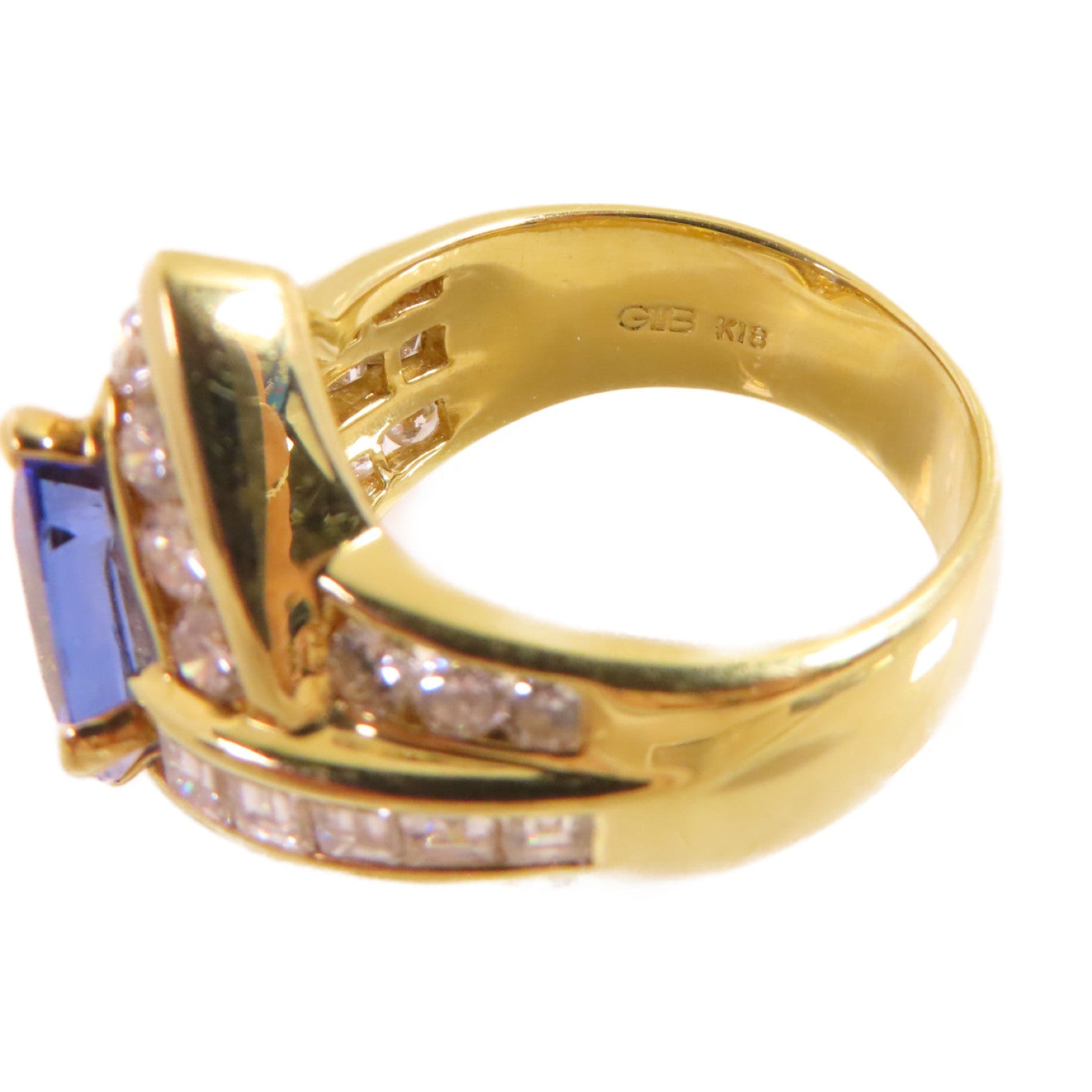 JEWELRY 18K黃金/3.70ct坦桑石/2.64ct鑽石Tanzanite Diamond Ring戒指US#7.5