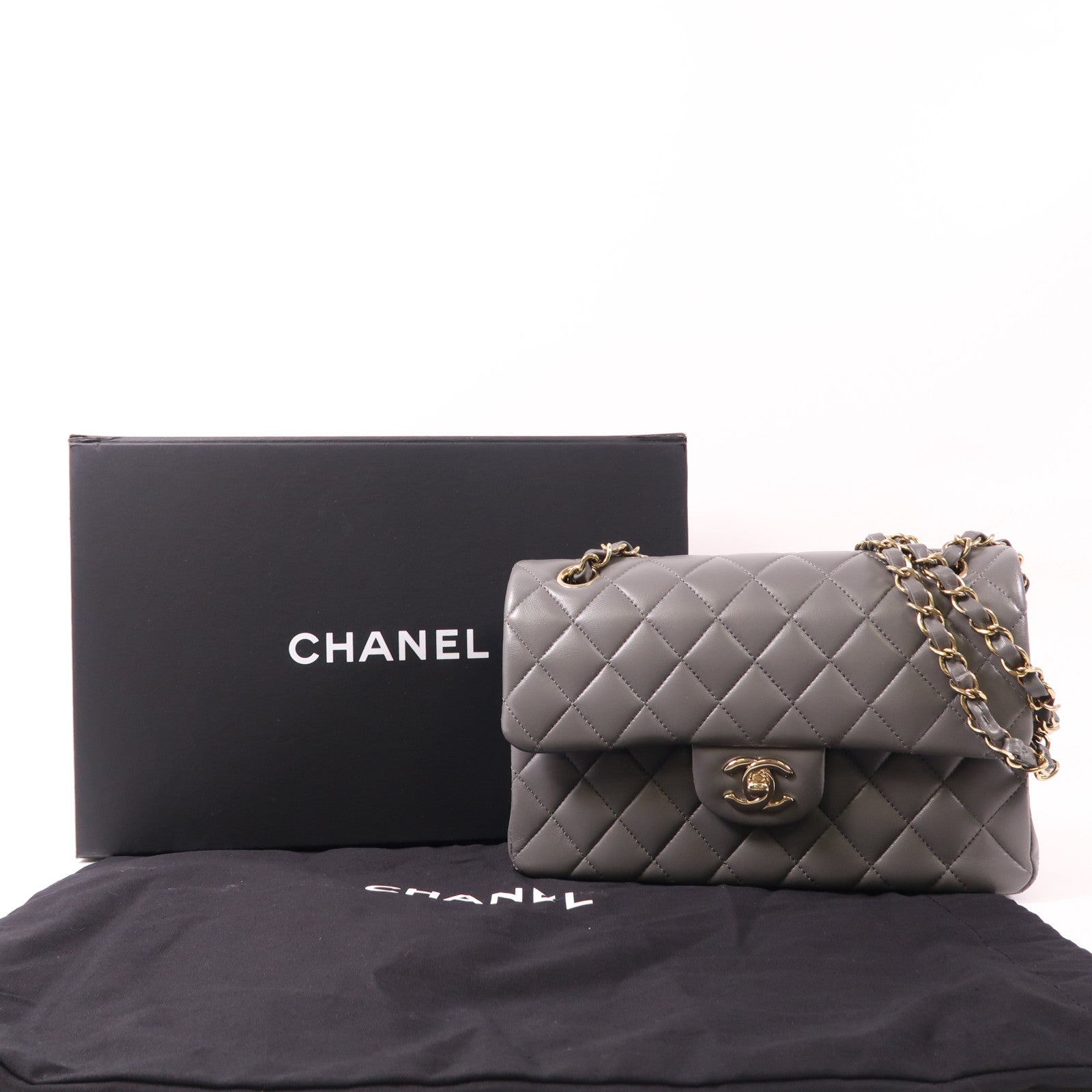 CHANEL 羊皮皮革Classic 23金扣鏈帶肩背袋