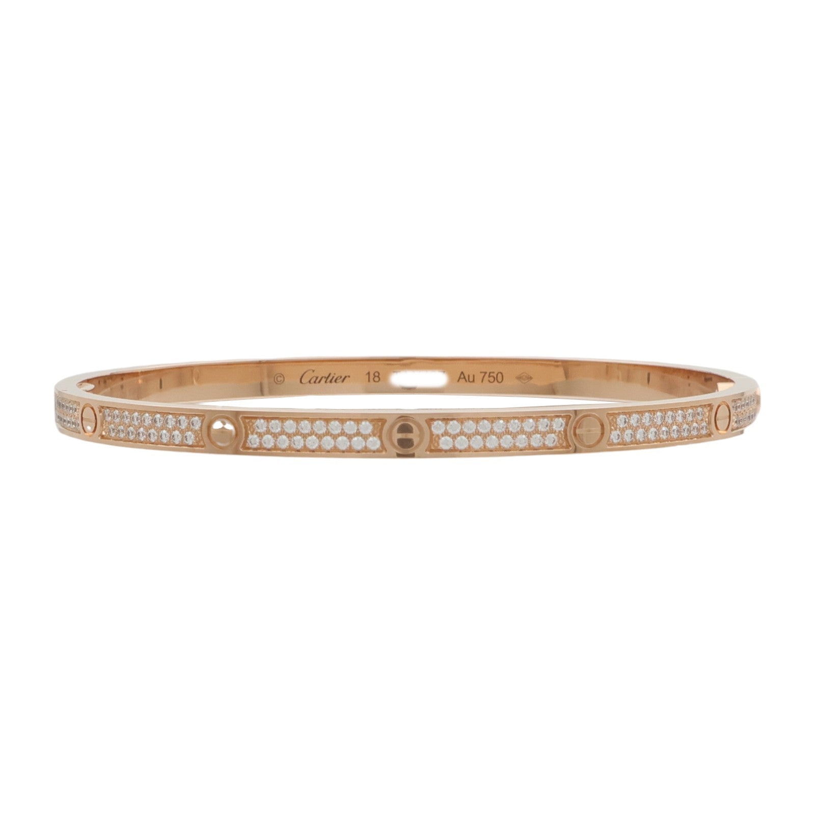 CARTIER 18K玫瑰金Love Blaceret SM Paved鑽石手鐲