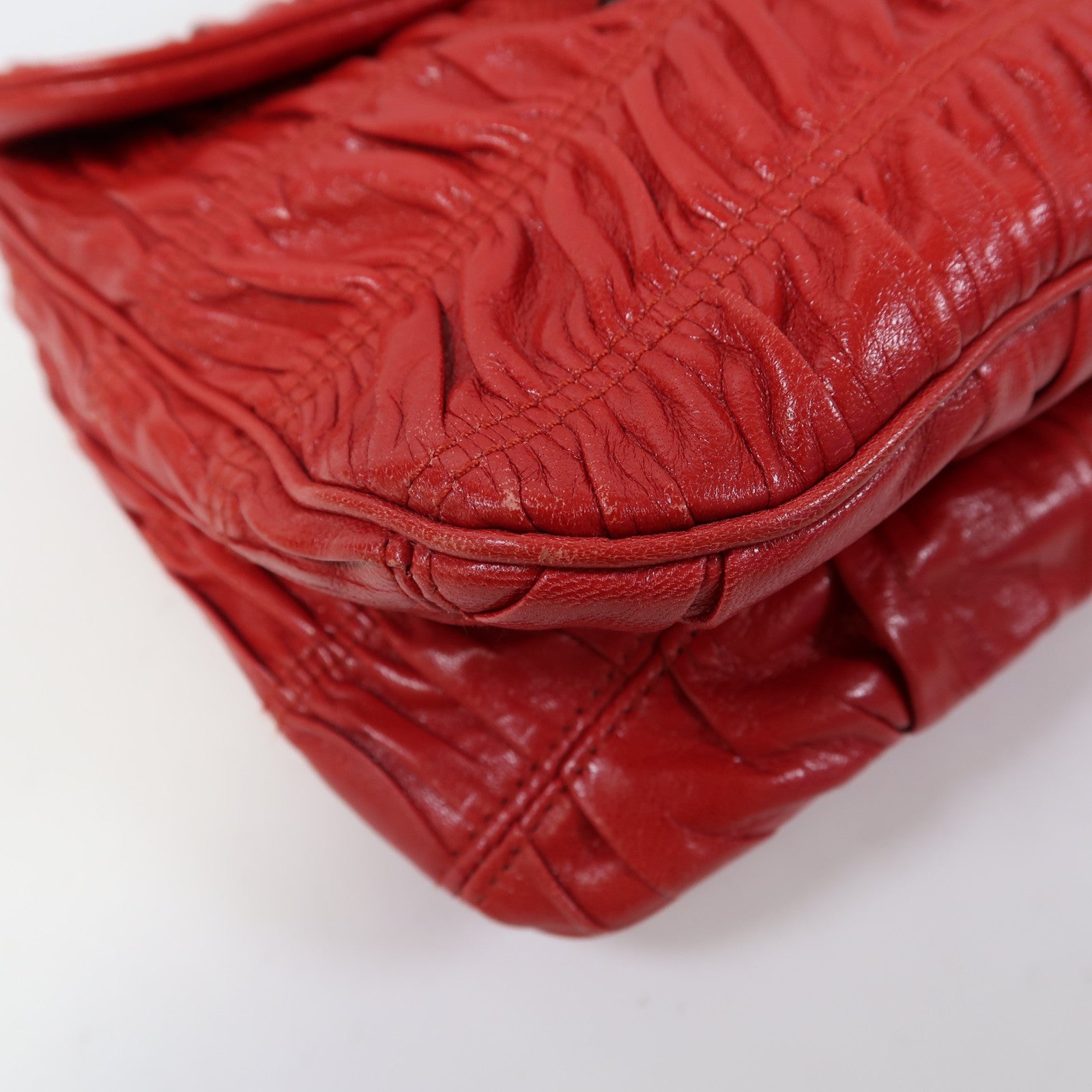 PRADA 牛皮皮革Hand Bag金扣手挽袋紅色