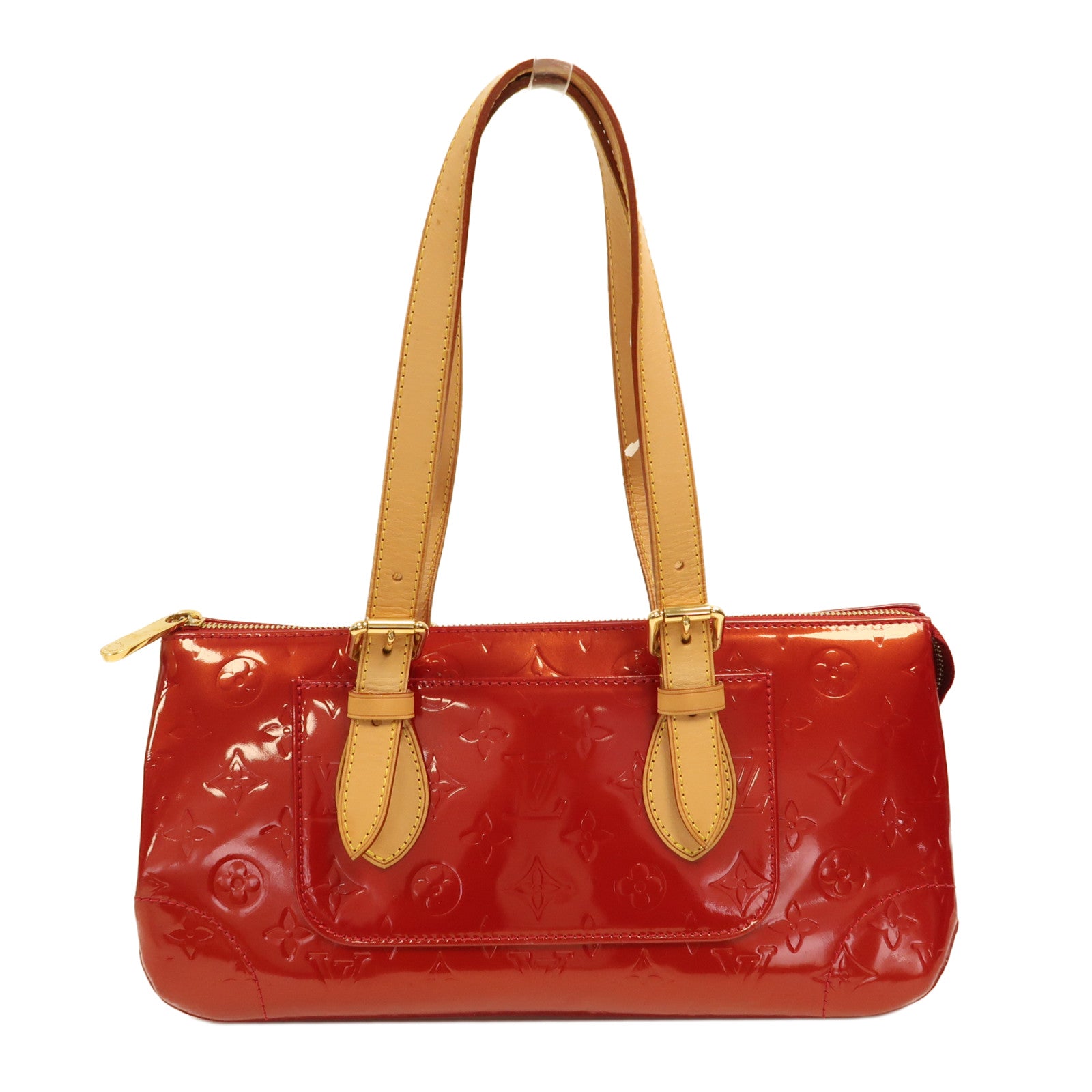 LOUIS VUITTON Monogram Vernis Rosewood Avenne金扣手挽袋紅色