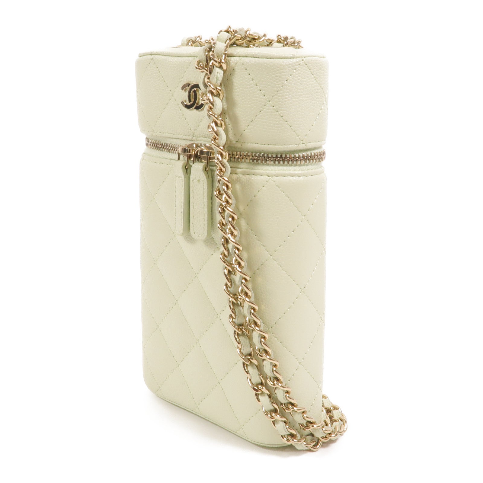 CHANEL 牛皮皮革Vanity Phone Case鏈帶肩背袋