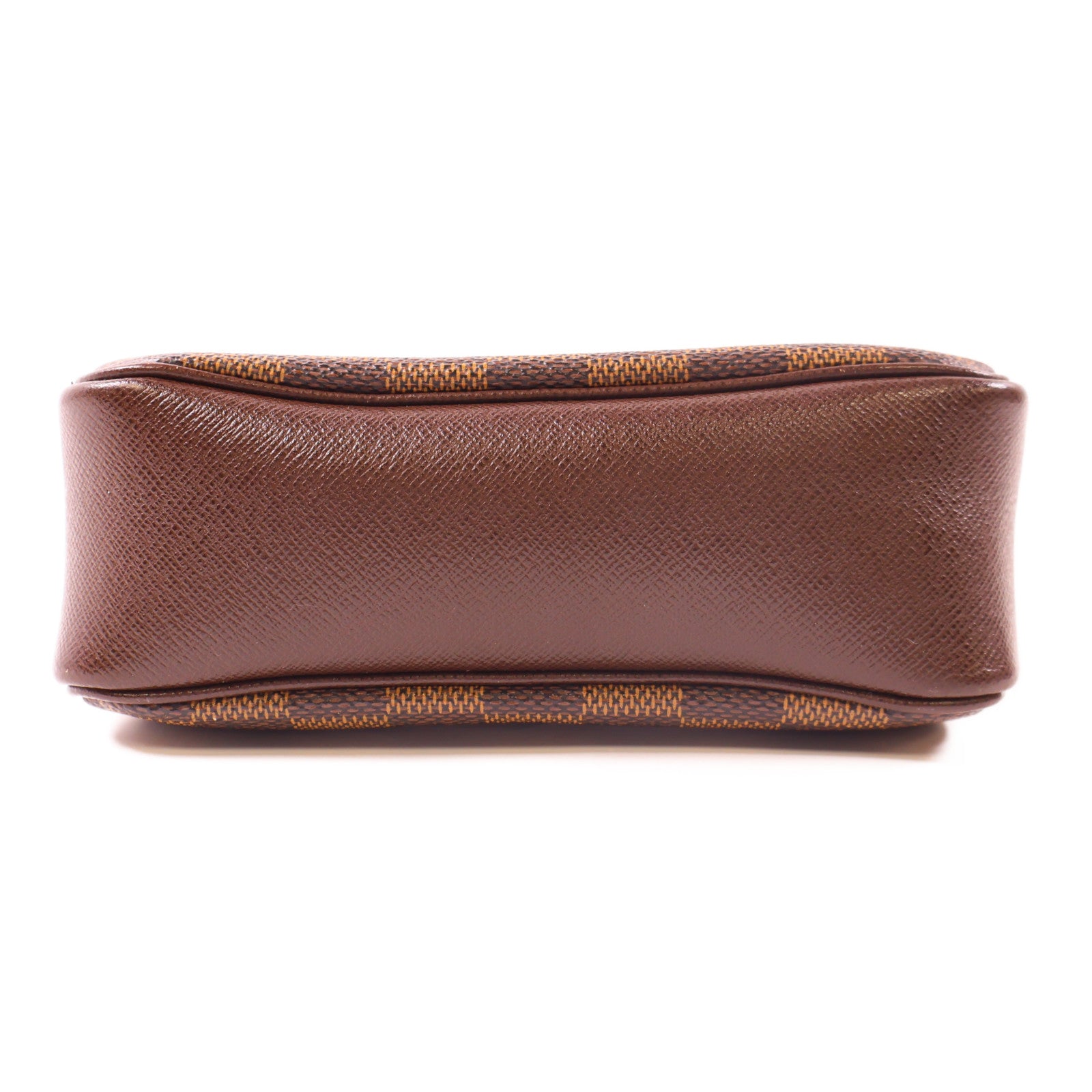 LOUIS VUITTON Damier Trousse Makeup Accessory Pouch金扣手挽袋棕色