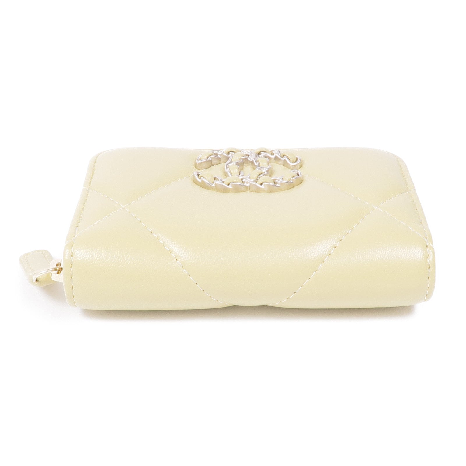 CHANEL 羊皮皮革C19 Zipper Coin Purse銀扣零錢包