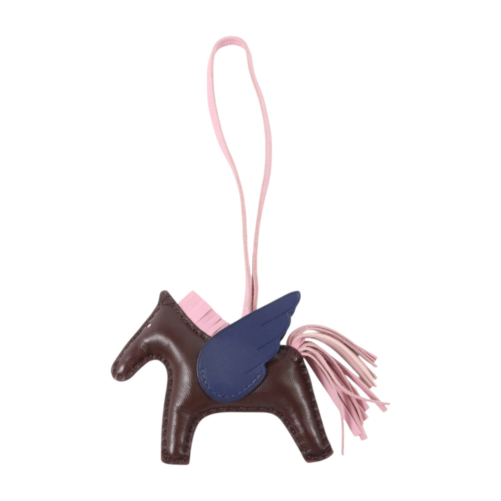 HERMES Milo皮革/Swift皮革Rodeo Pegase PM掛飾Rouge Sellier/Bleu Saphir/Mauve Sylvestre