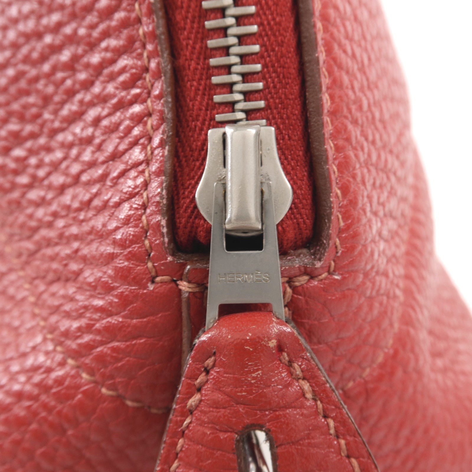 HERMES Clemence皮革Bolide 31銀扣手挽肩背兩用袋Vermillon