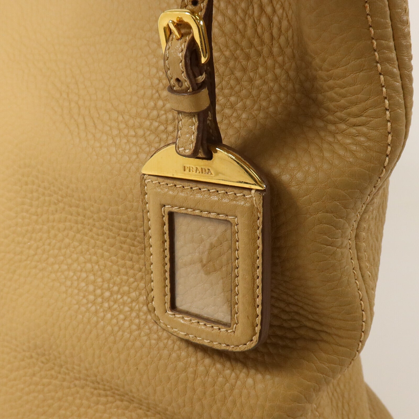 PRADA 牛皮皮革Hobo Bag金扣肩背袋