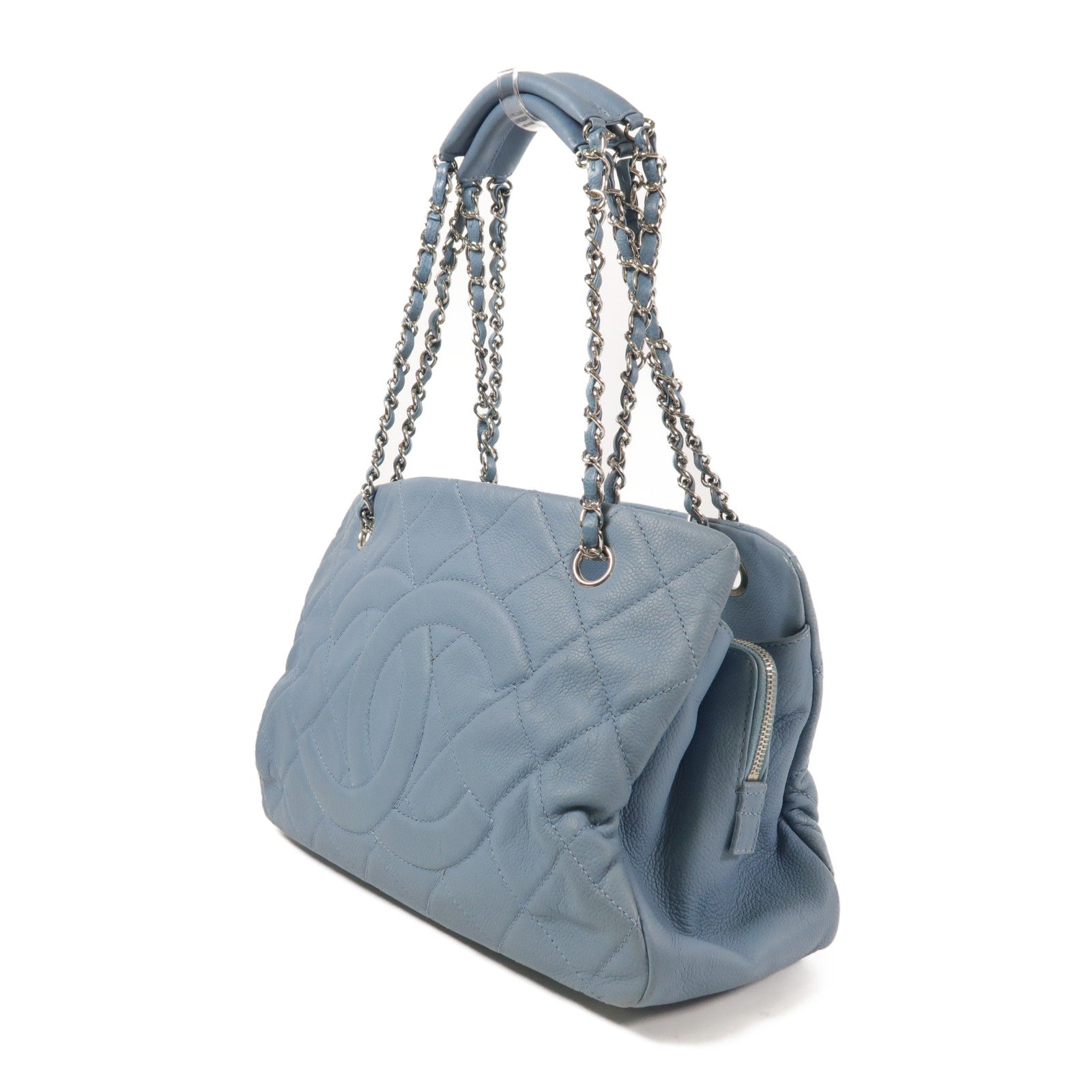 CHANEL CC SHW Shoulder Bag Calfskin Leather Blue