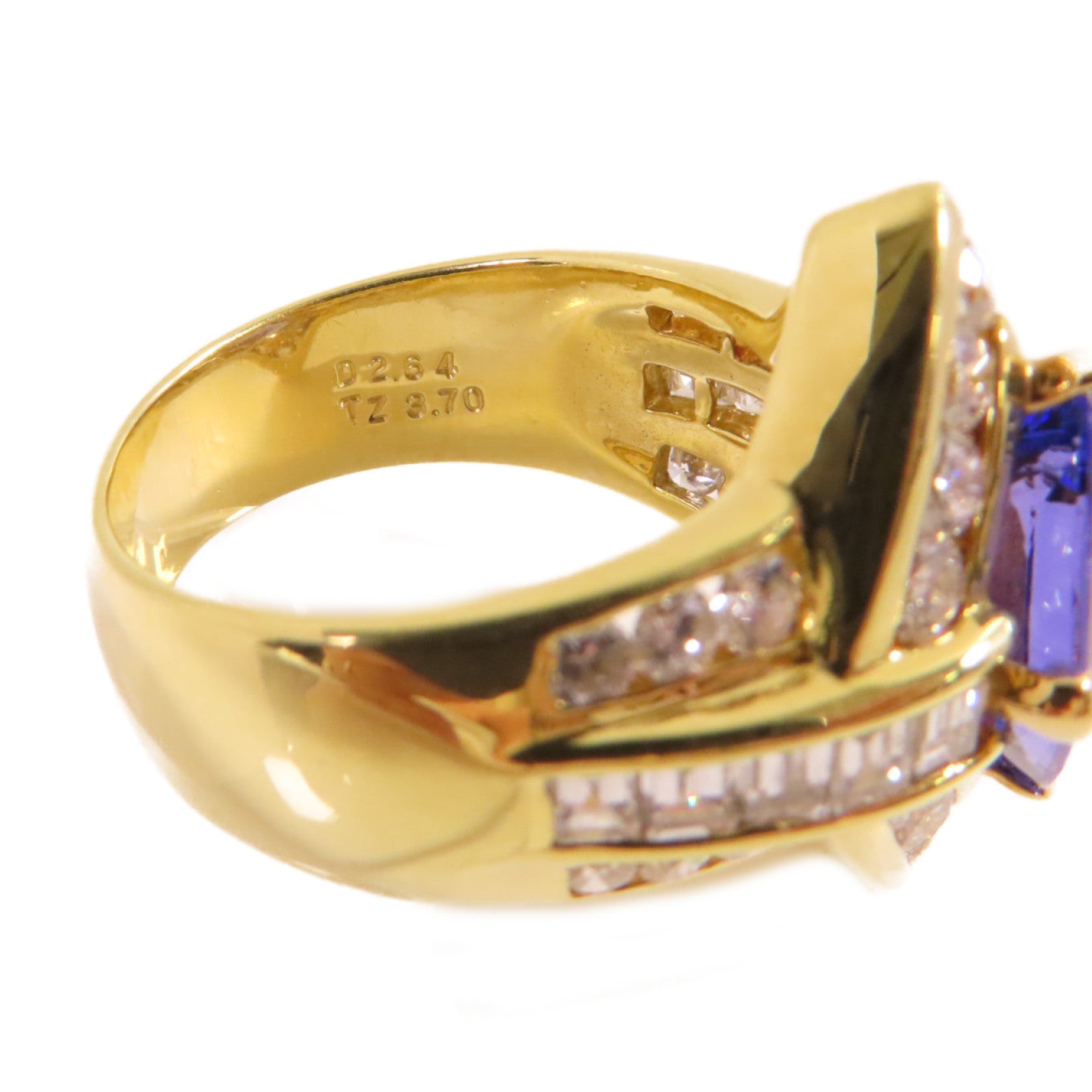 JEWELRY 18K黃金/3.70ct坦桑石/2.64ct鑽石Tanzanite Diamond Ring戒指US#7.5