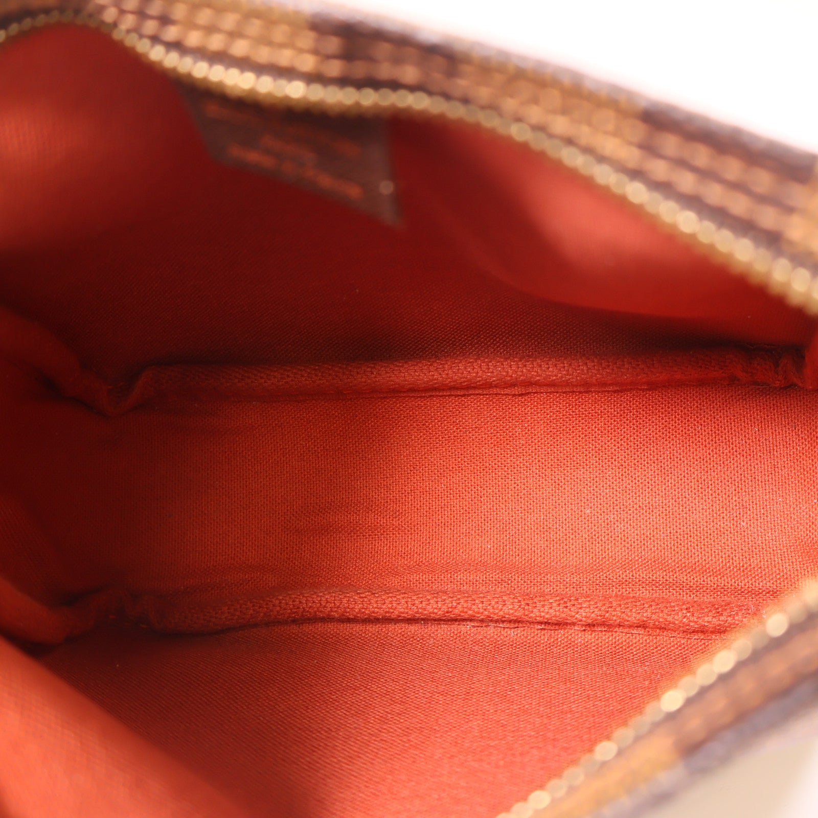 LOUIS VUITTON Damier Trousse Makeup Accessory Pouch金扣手挽袋棕色