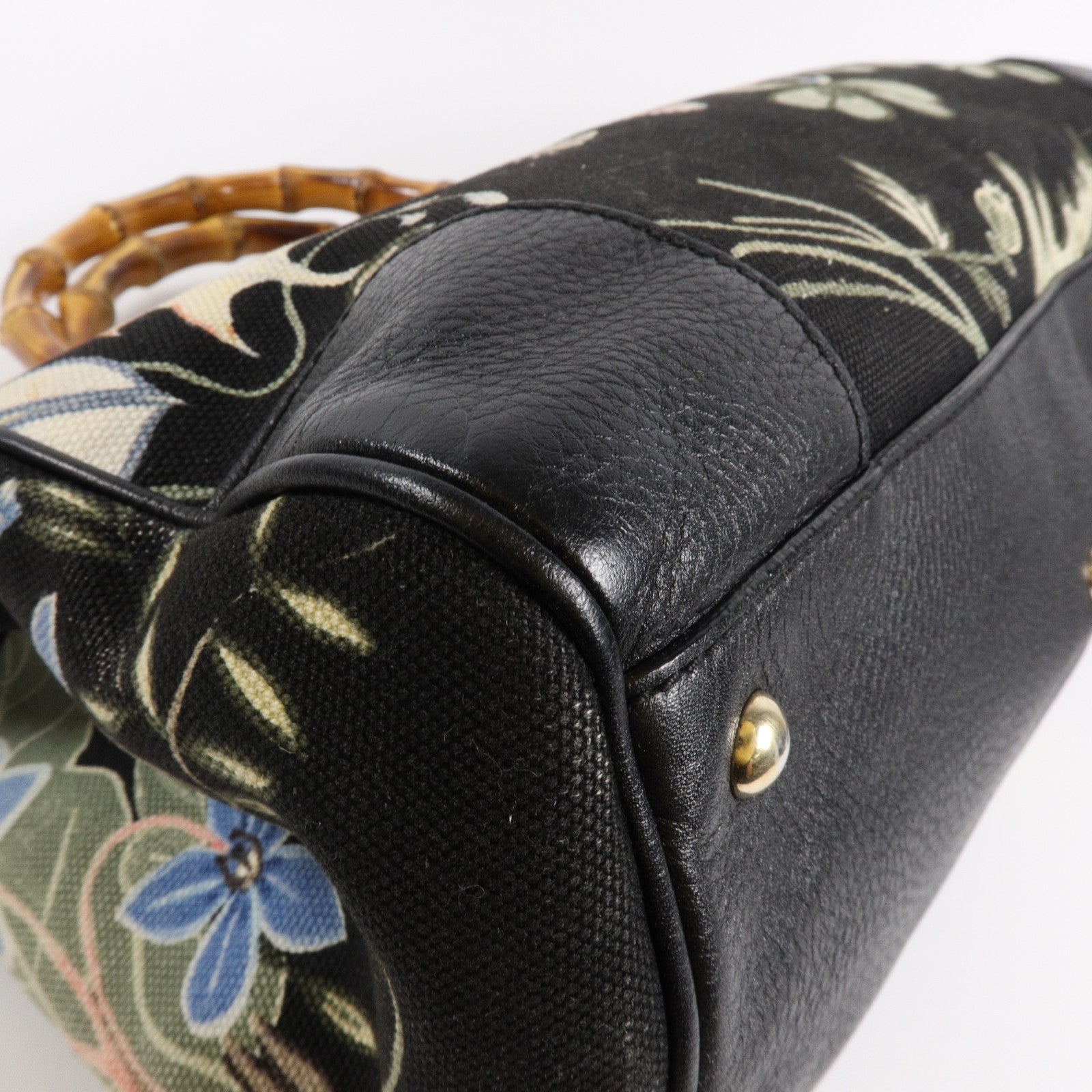 GUCCI 帆布Flora Knight Bamboo Shopper Medium Tote手挽肩背兩用袋